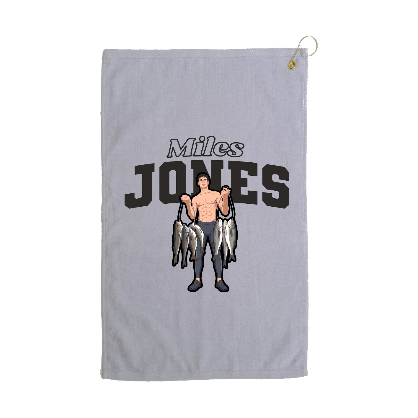 Golf Towel — Name Arch in Grey