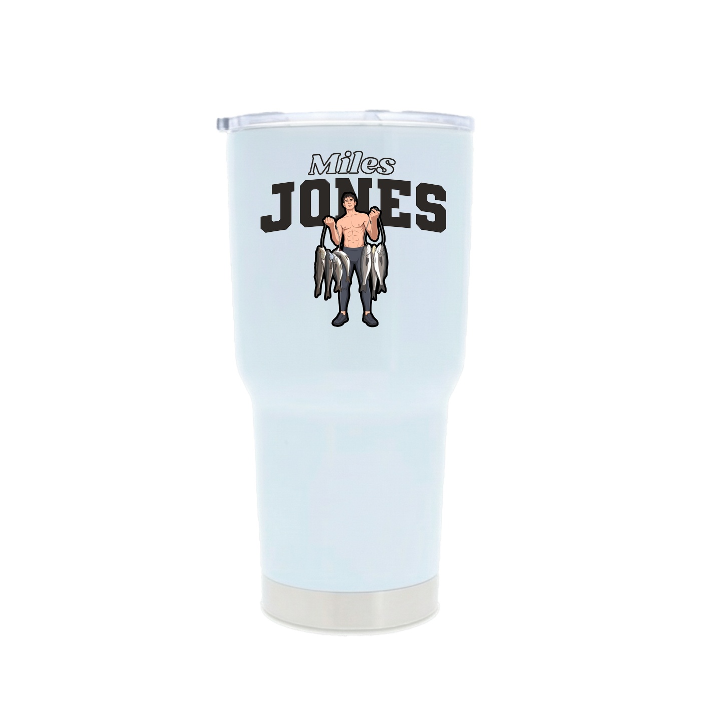 30oz Stainless Steel Tumbler — Name Arch in White