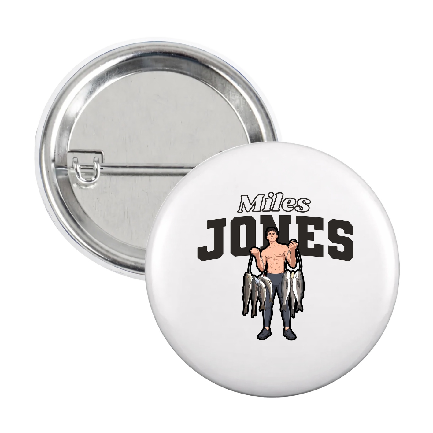 Game Day Button — Name Arch in White