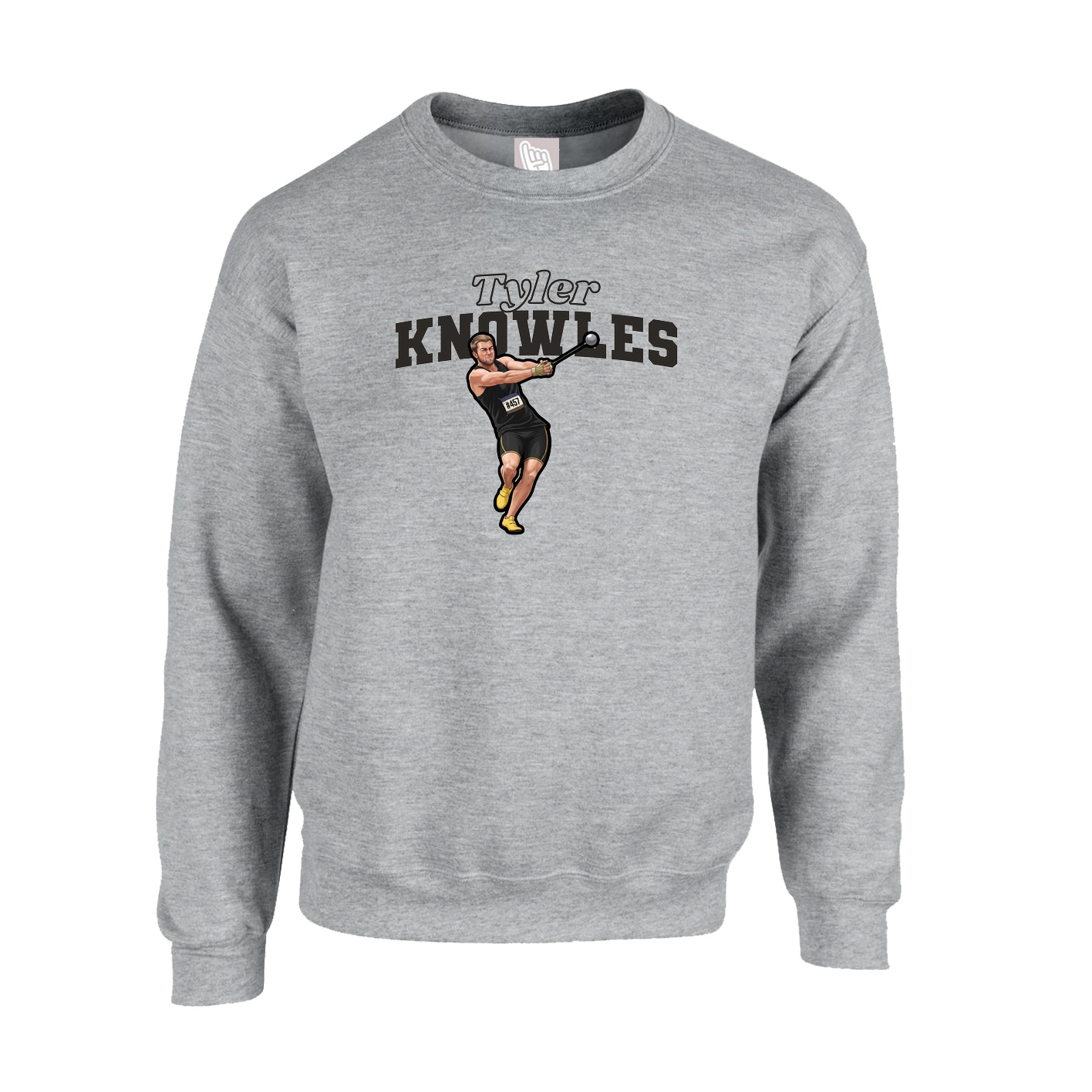 Fleece Crew — Name Arch in Grey