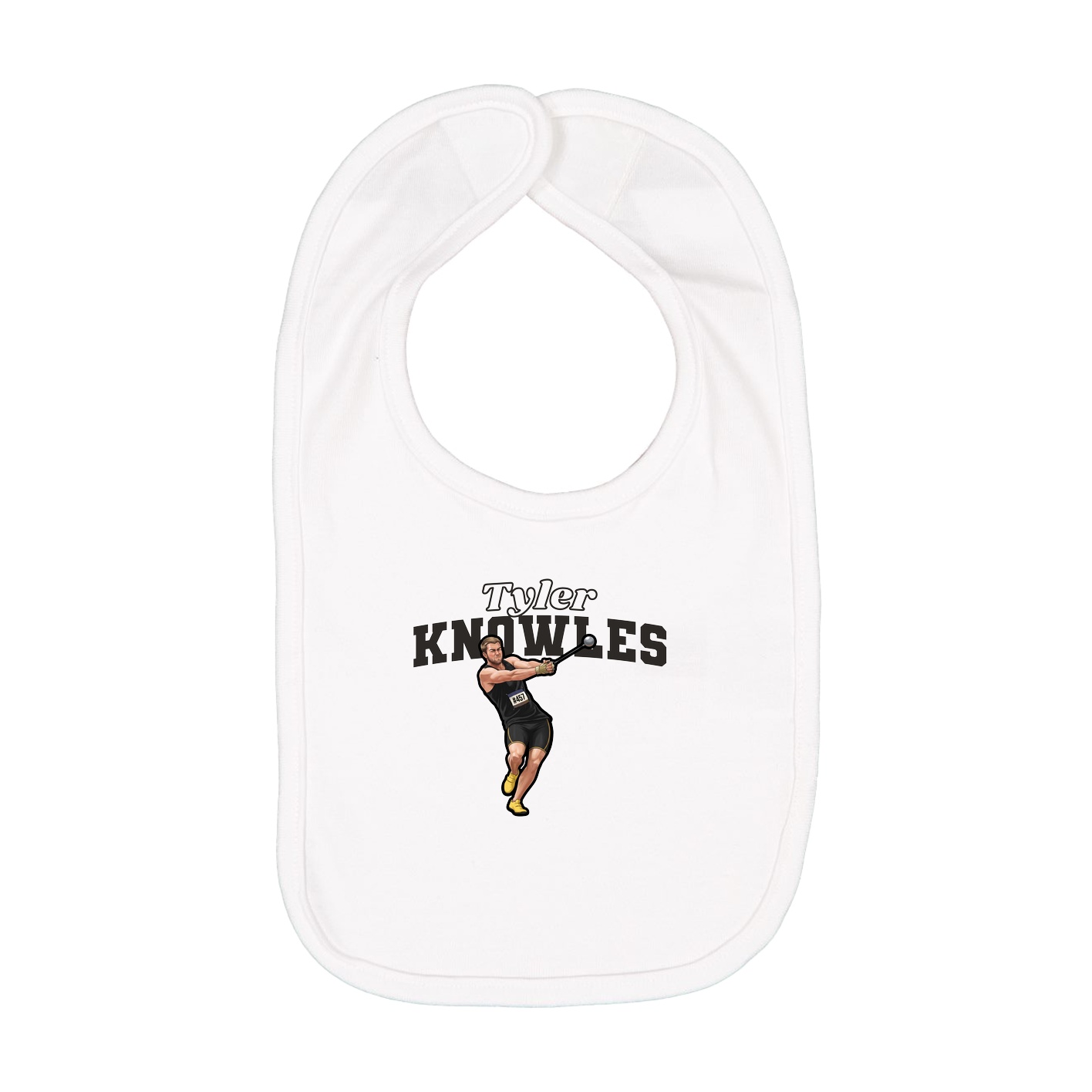 Infant Bib — Name Arch in White