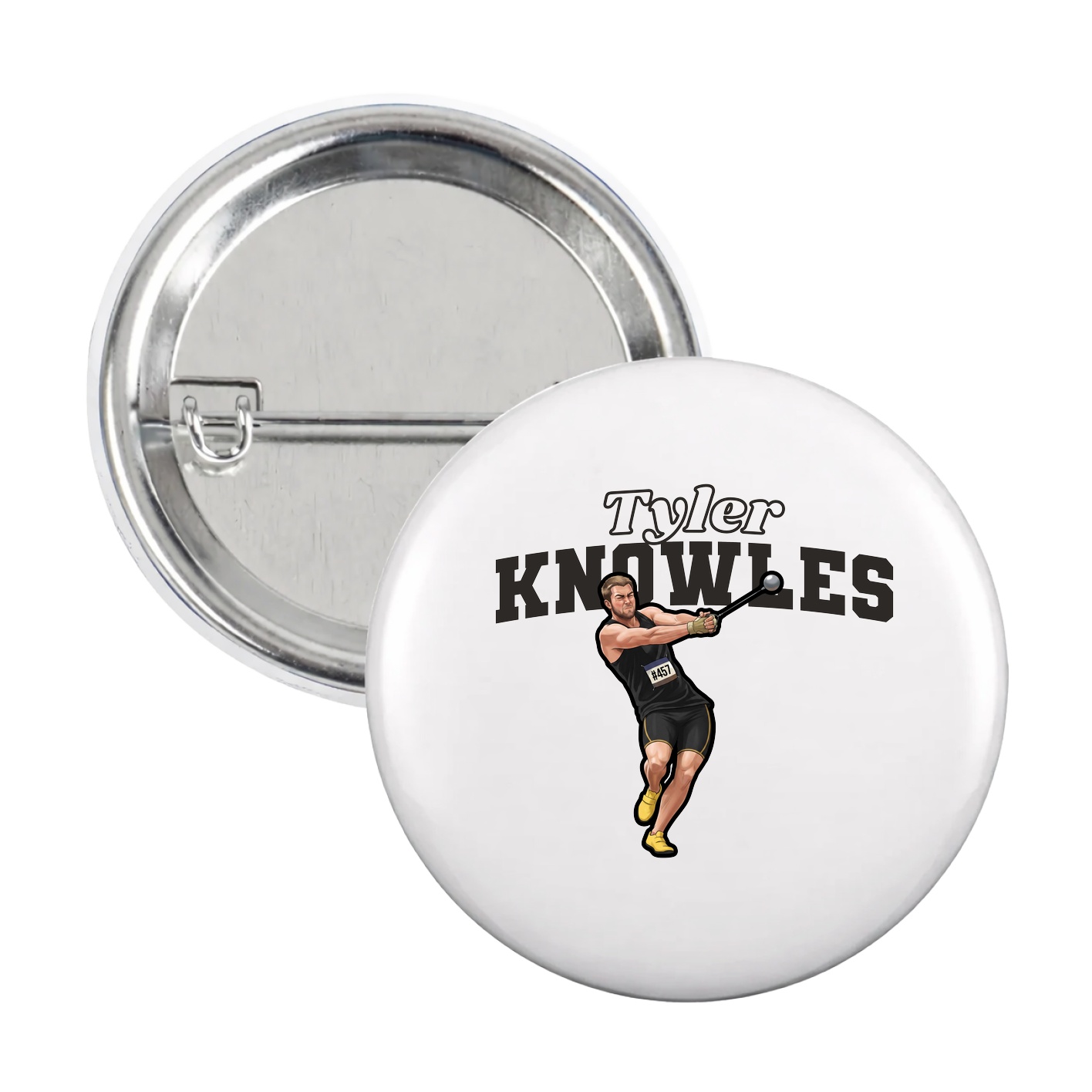 Game Day Button — Name Arch in White