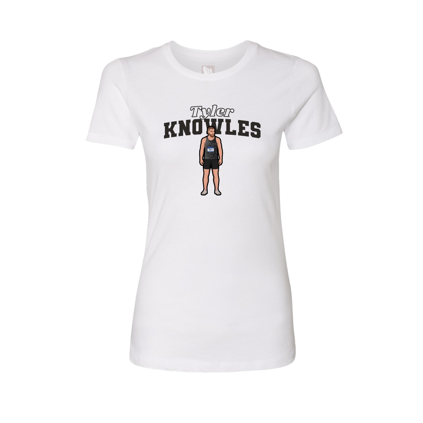 Fitted Women's Tee — Name Arch in White