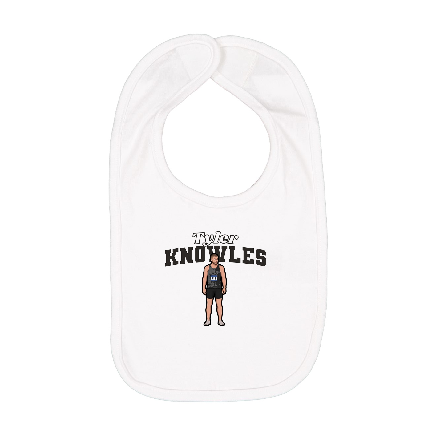 Infant Bib — Name Arch in White