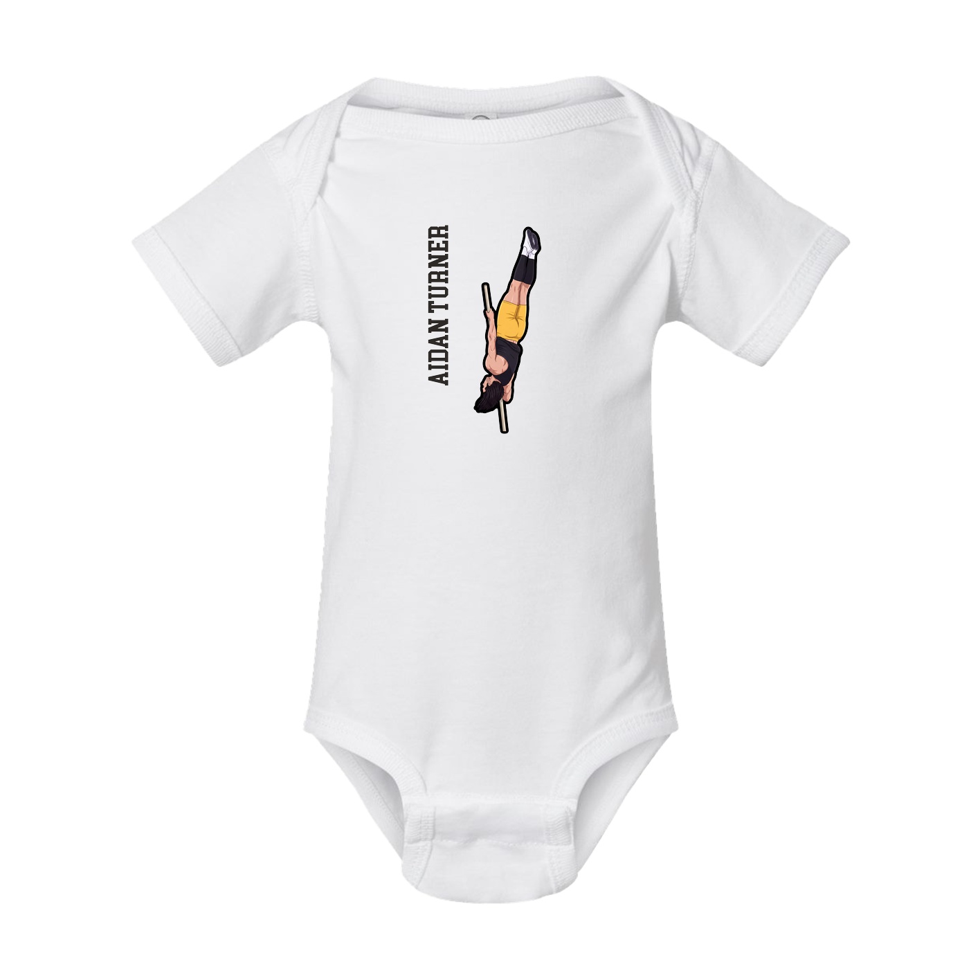 Baby Onesie — Name Vertical in White