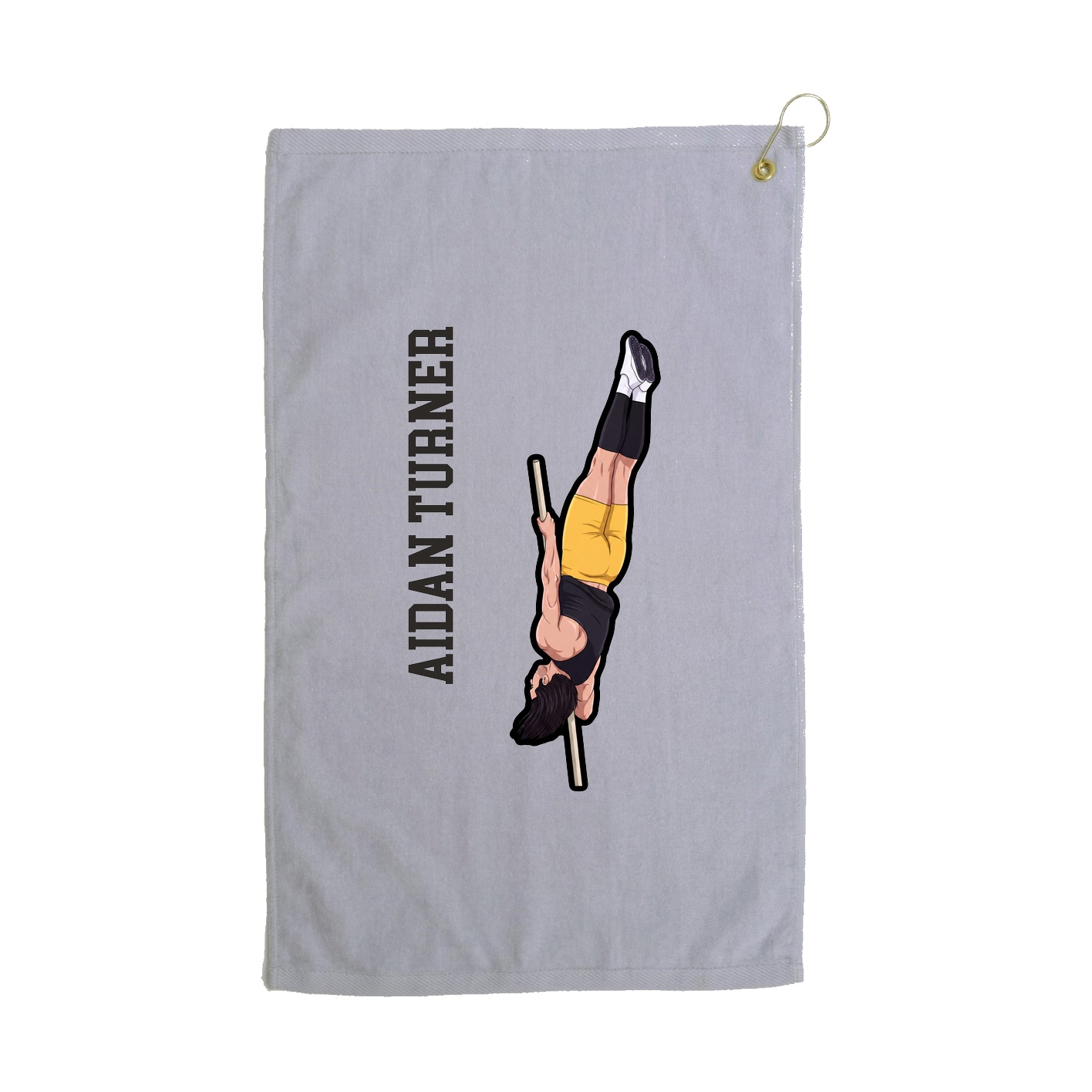 Golf Towel — Name Vertical in Grey