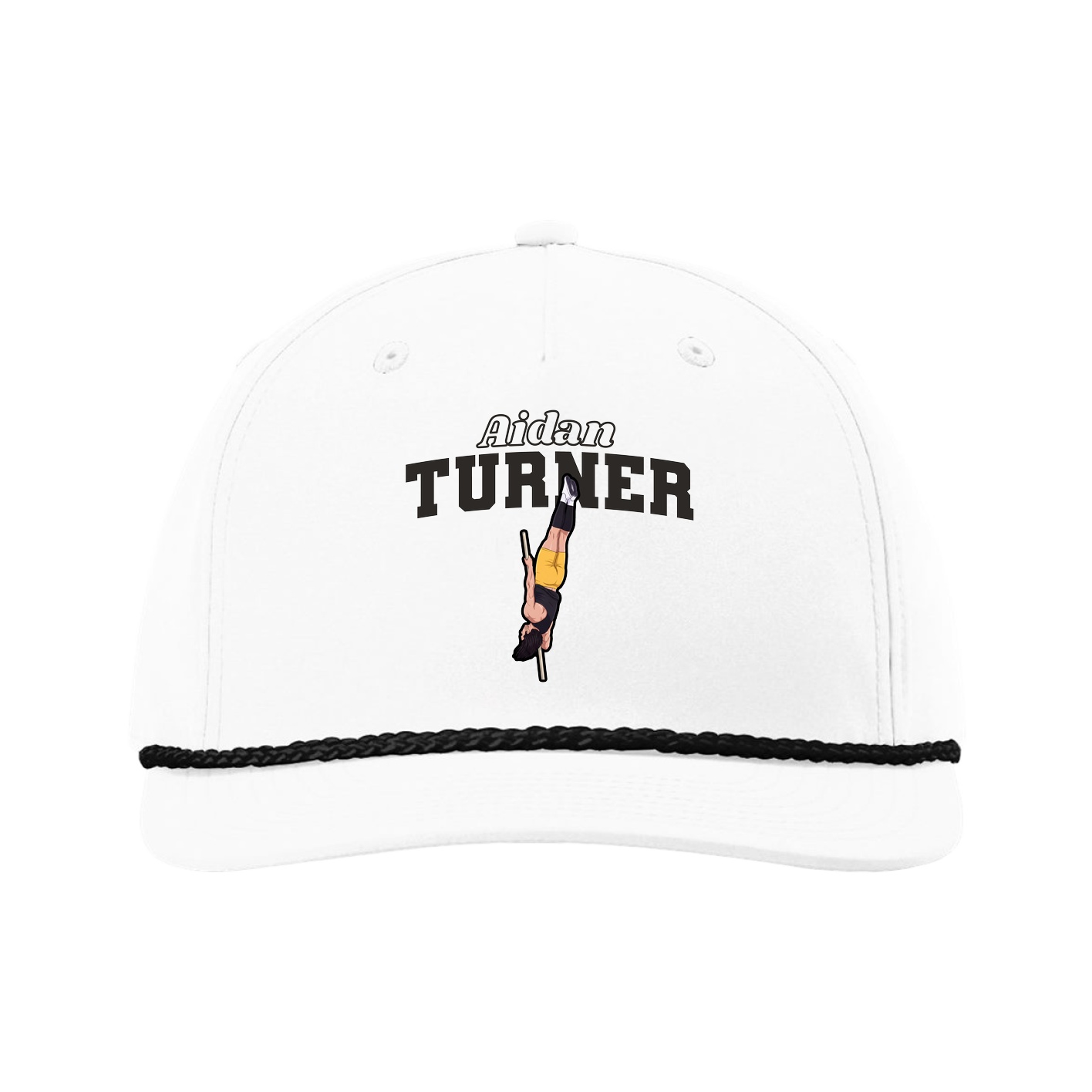 Five-Panel Classic Rope Cap — Name Arch in White