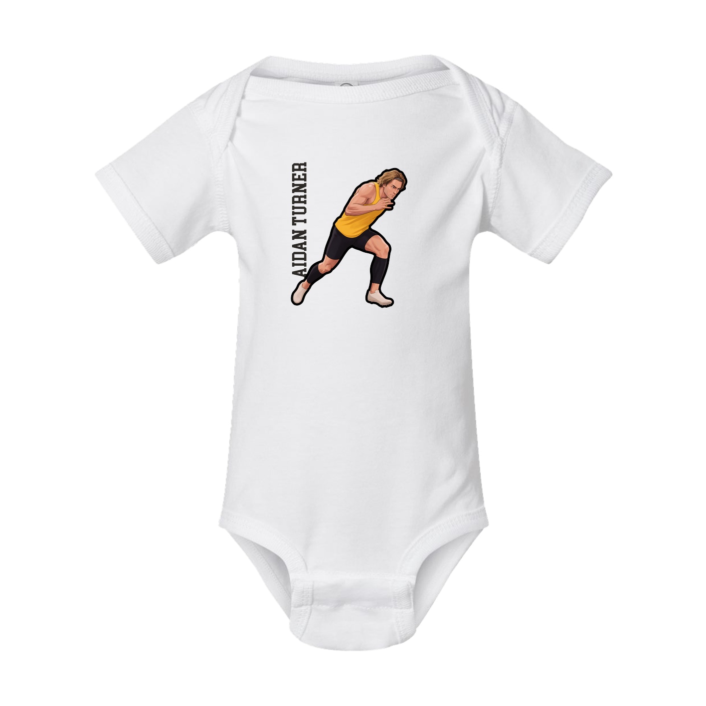 Baby Onesie — Name Vertical in White