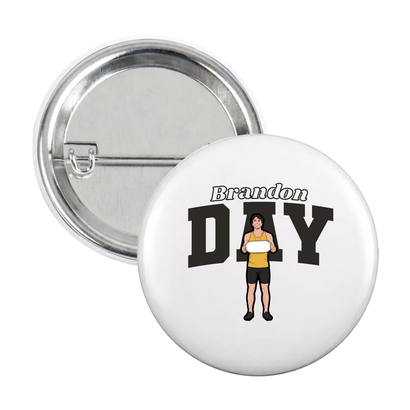 Game Day Button — Name Arch in White