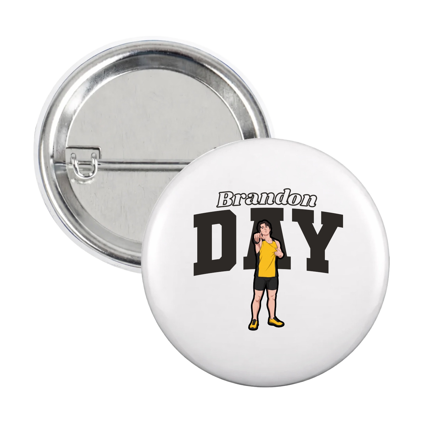 Game Day Button — Name Arch in White
