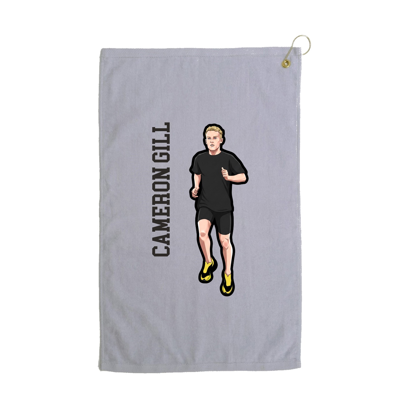 Golf Towel — Name Vertical in Grey