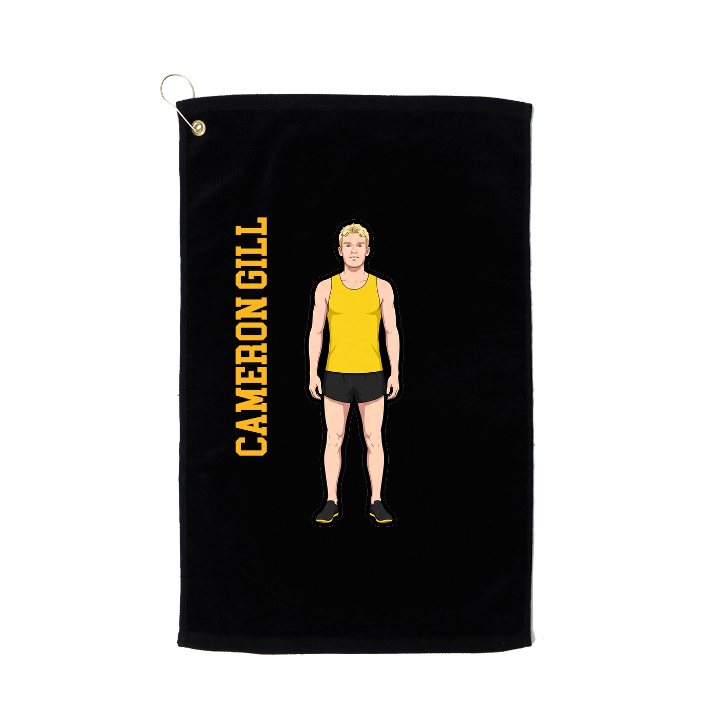 Golf Towel — Name Vertical in Black