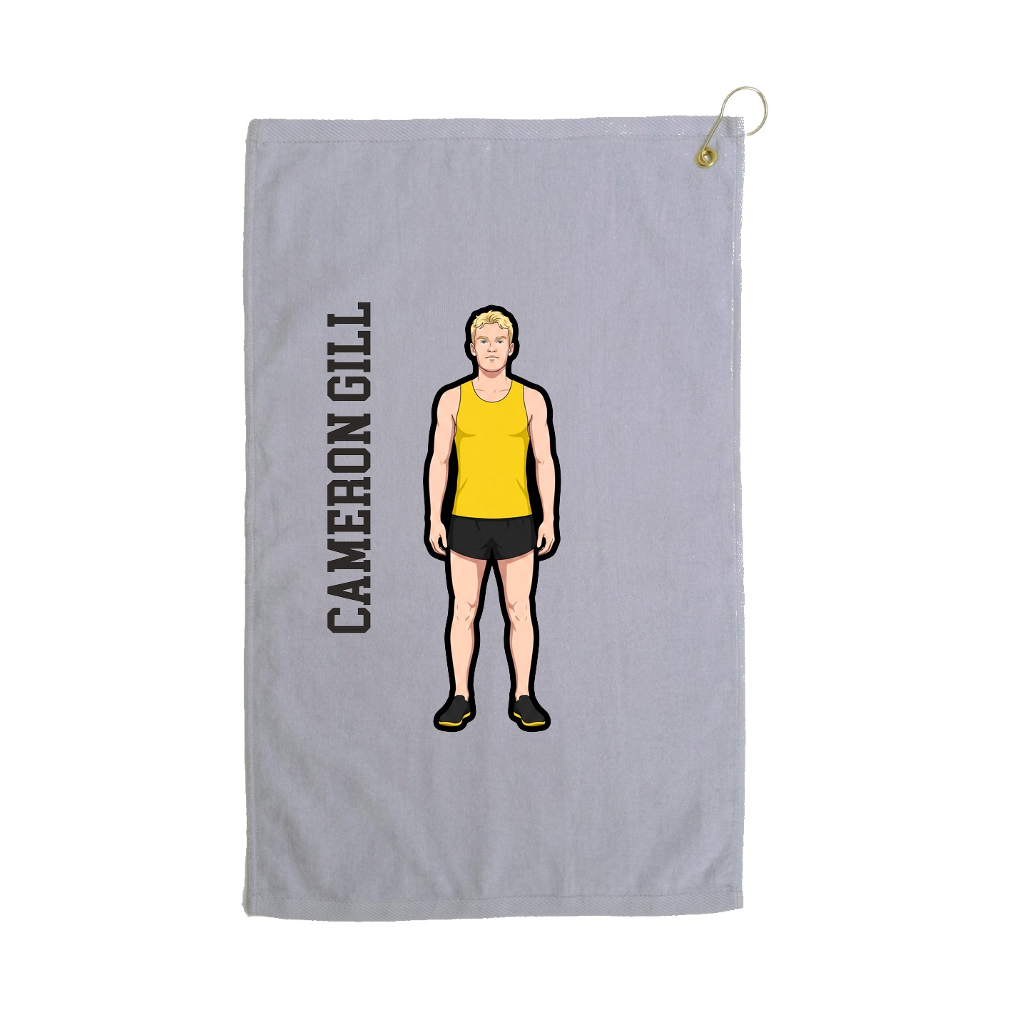 Golf Towel — Name Vertical in Grey