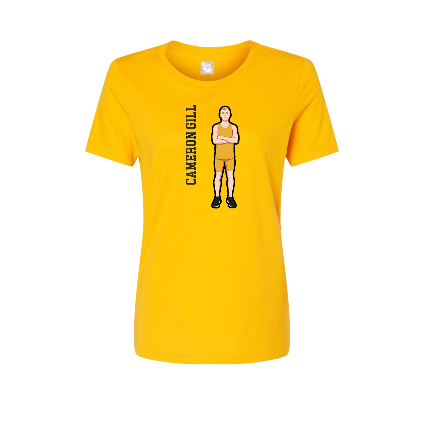 Womens Tee — Name Vertical in Gold