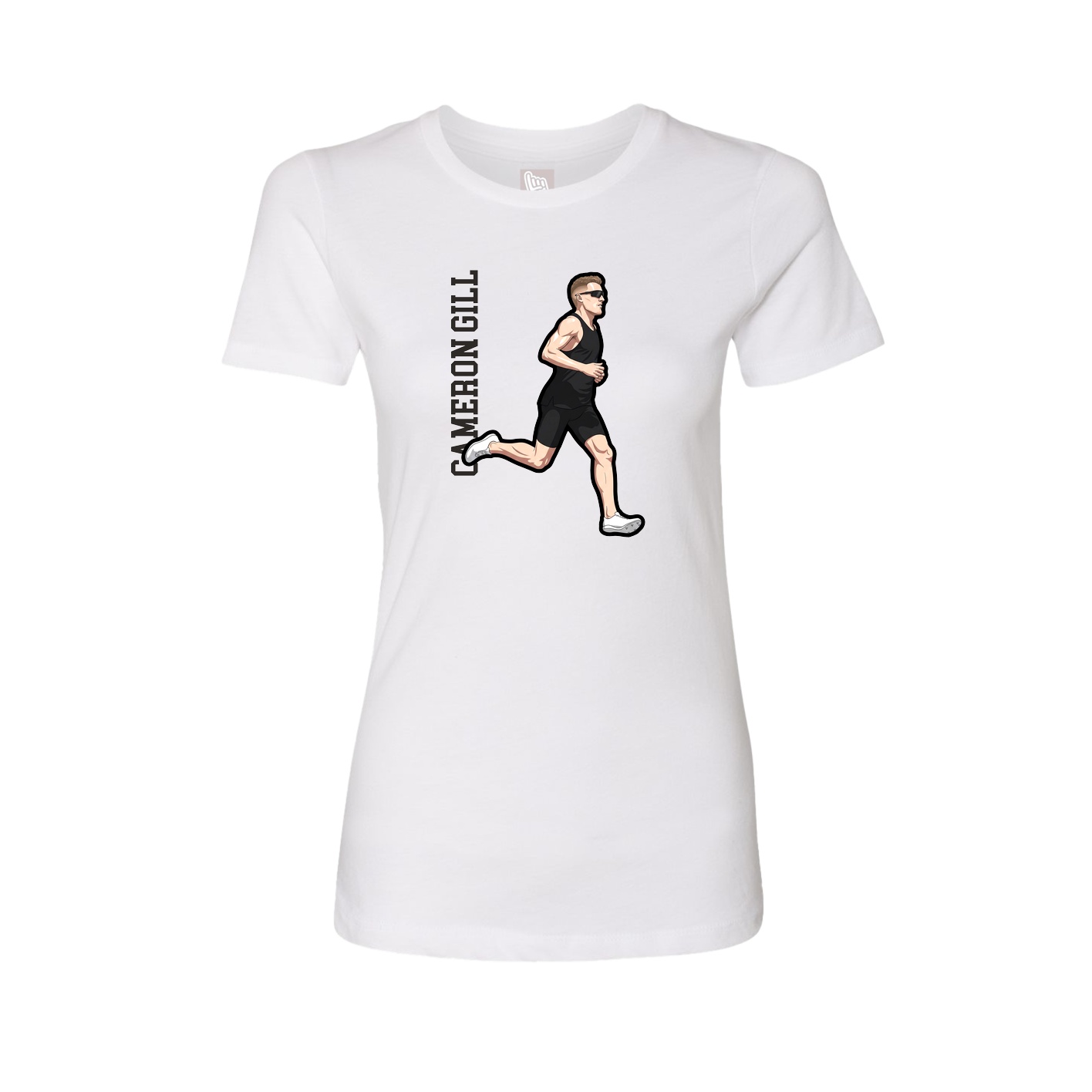 Womens Tee — Name Vertical in White