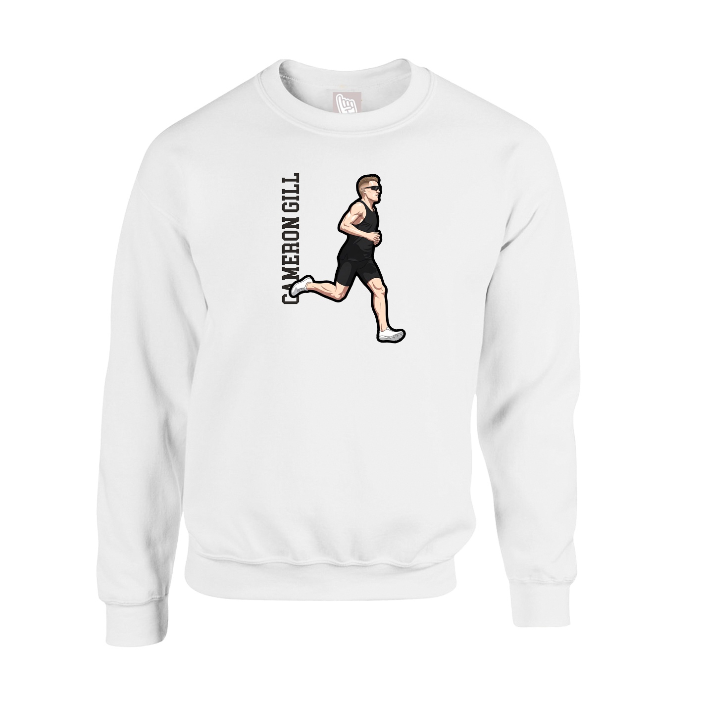 Fleece Crew — Name Vertical in White