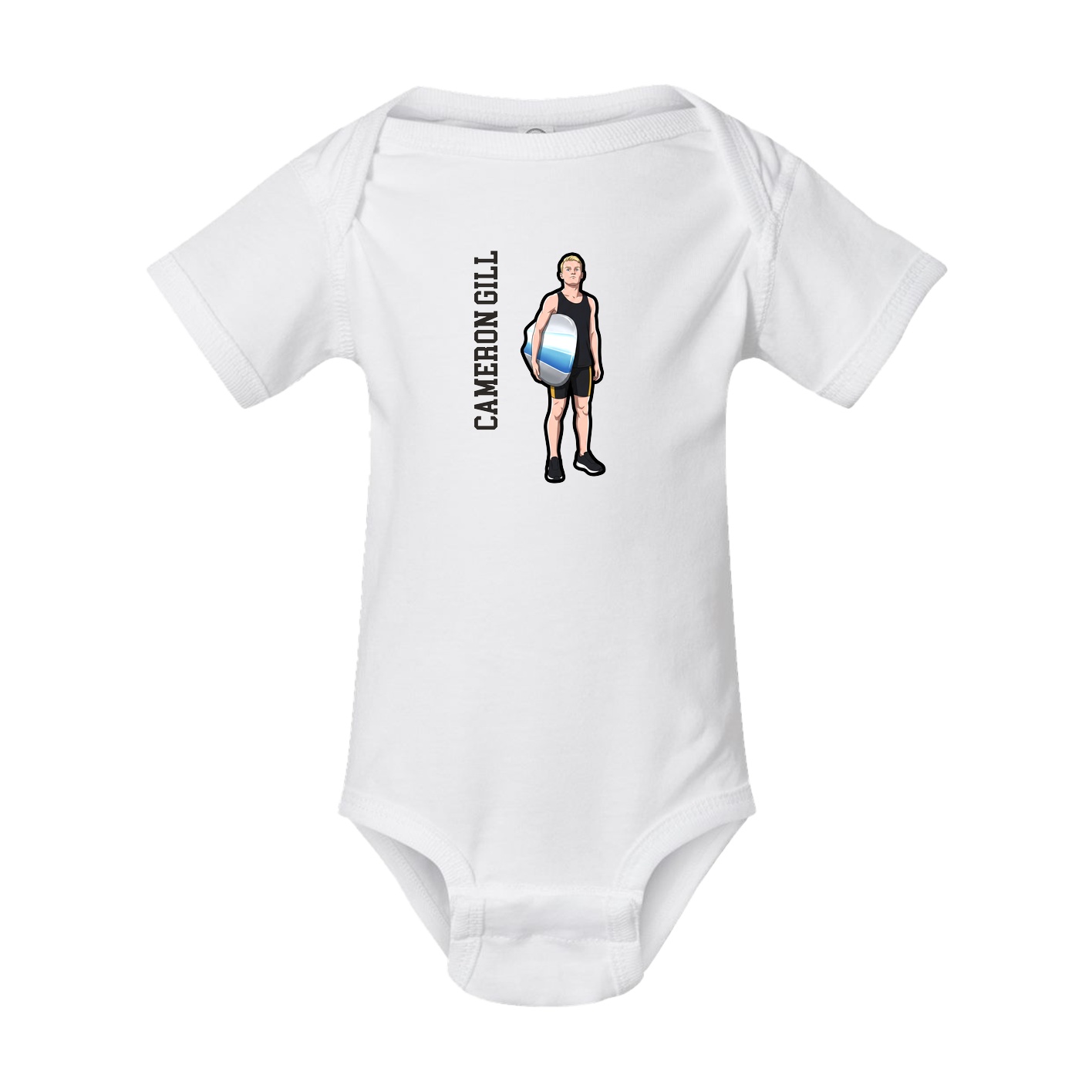 Baby Onesie — Name Vertical in White