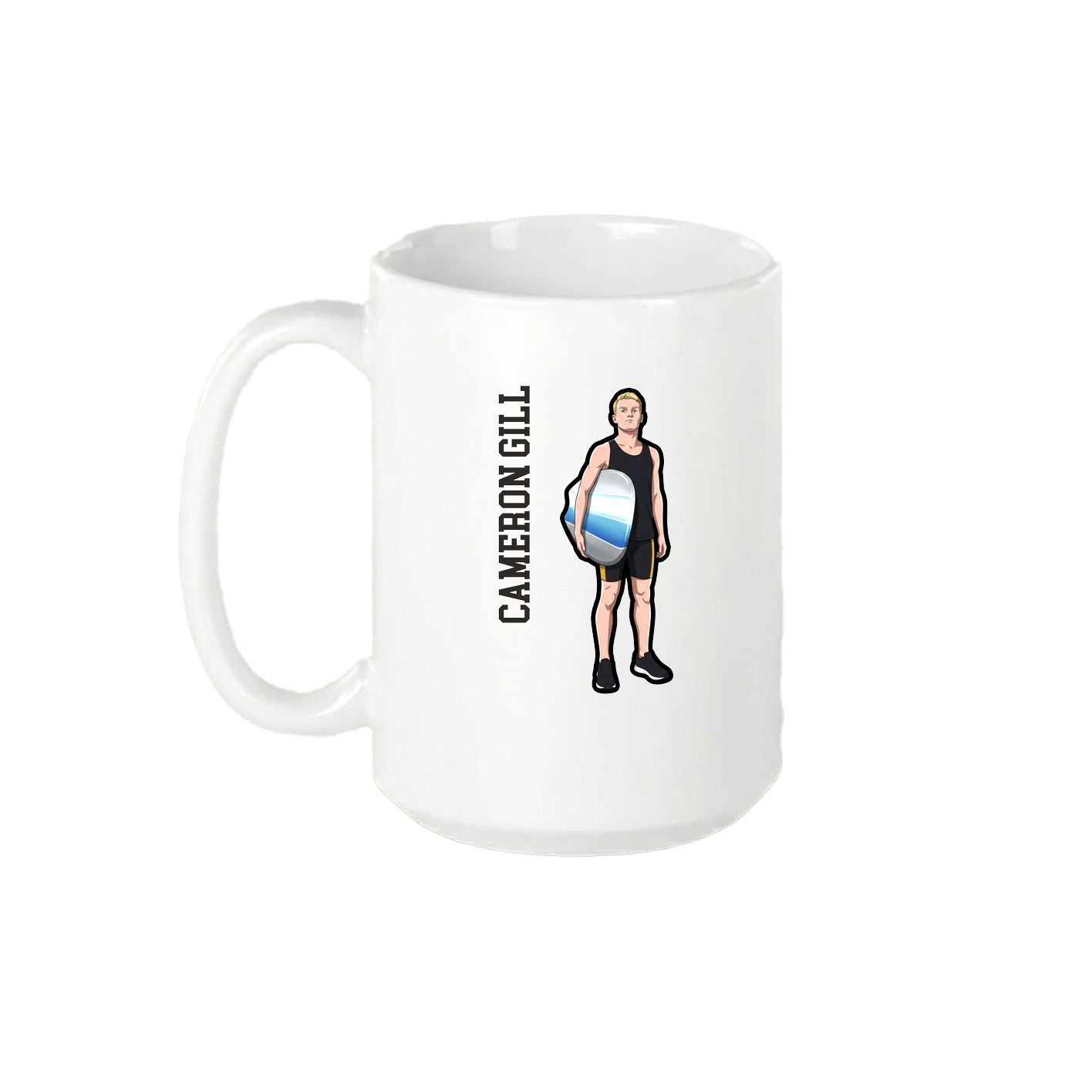 15oz Coffee Mug — Name Vertical in White