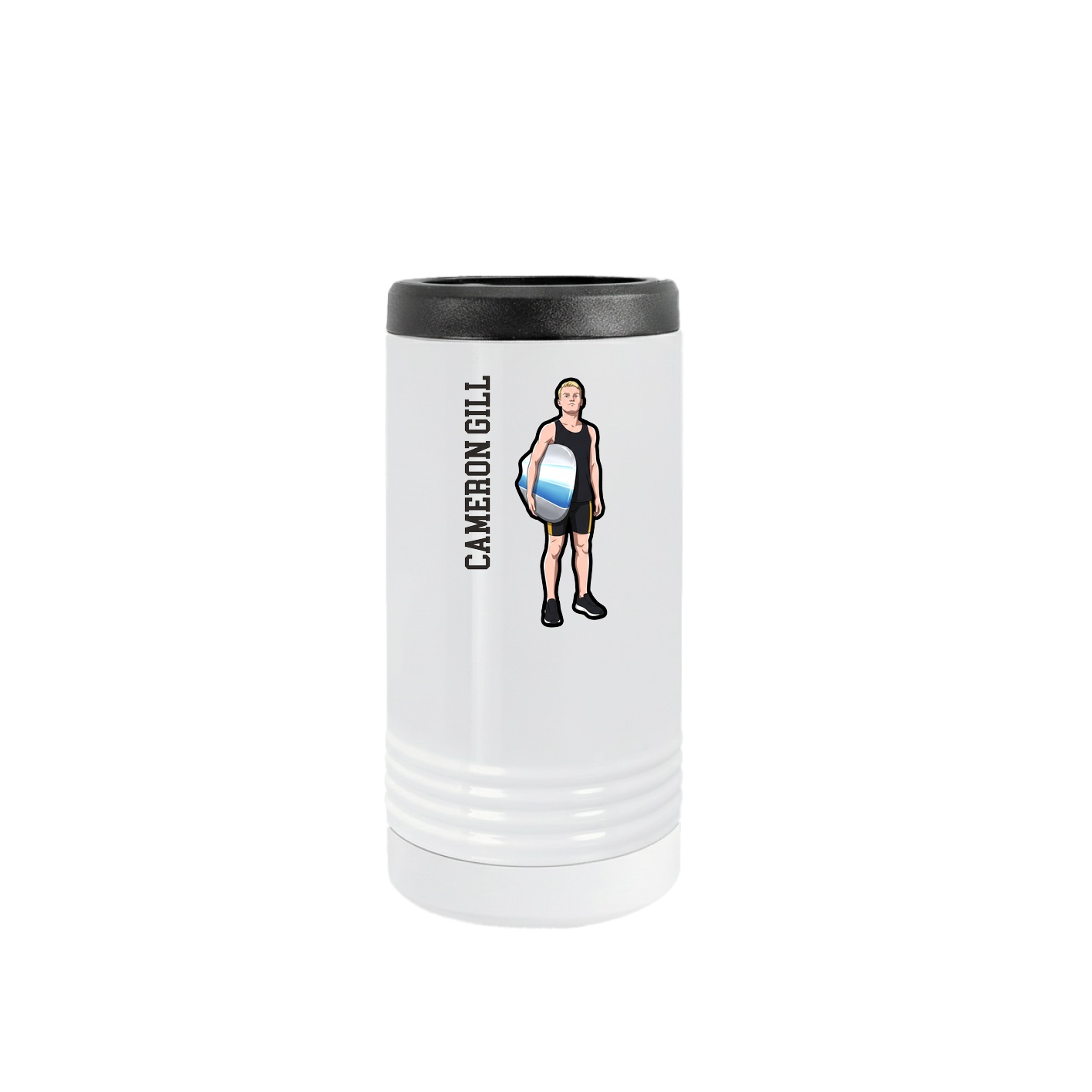 Slim Beverage Holder — Name Vertical in White