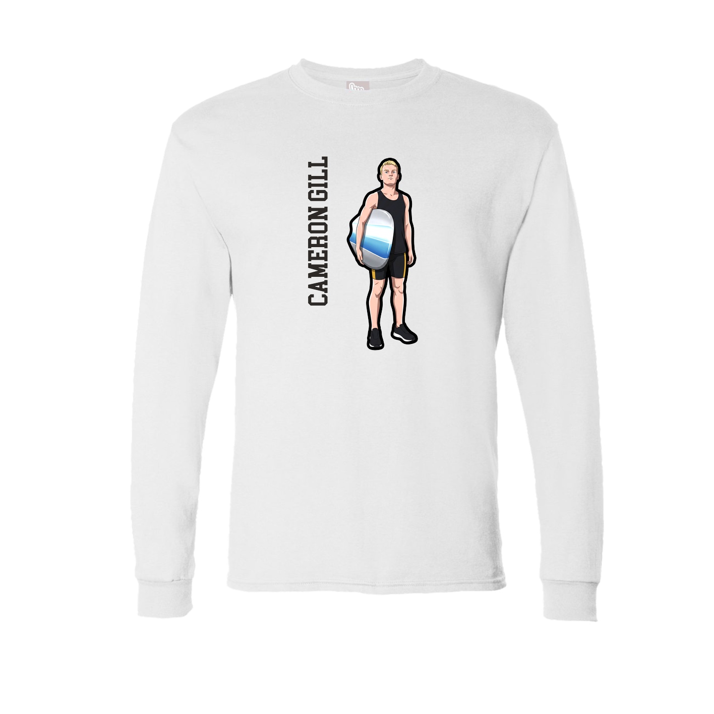 Long Sleeve Tee — Name Vertical in White
