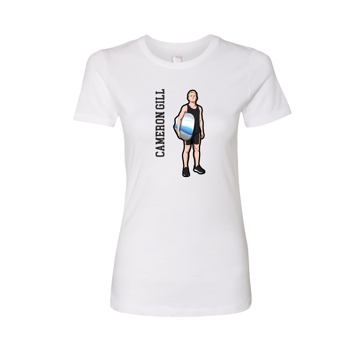 Fitted Women's Tee — Name Vertical in White