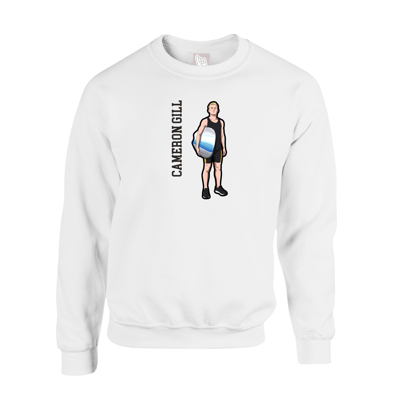 Fleece Crew — Name Vertical in White