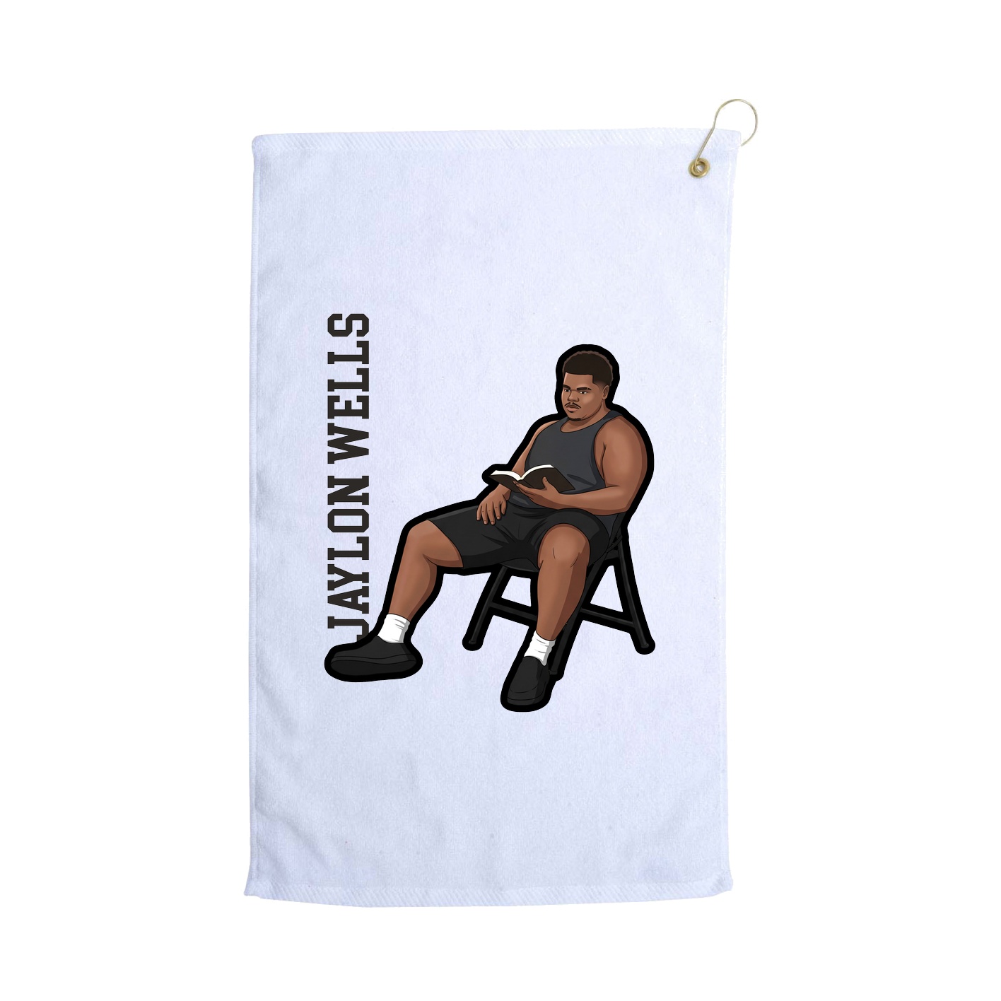 Golf Towel — Name Vertical in White