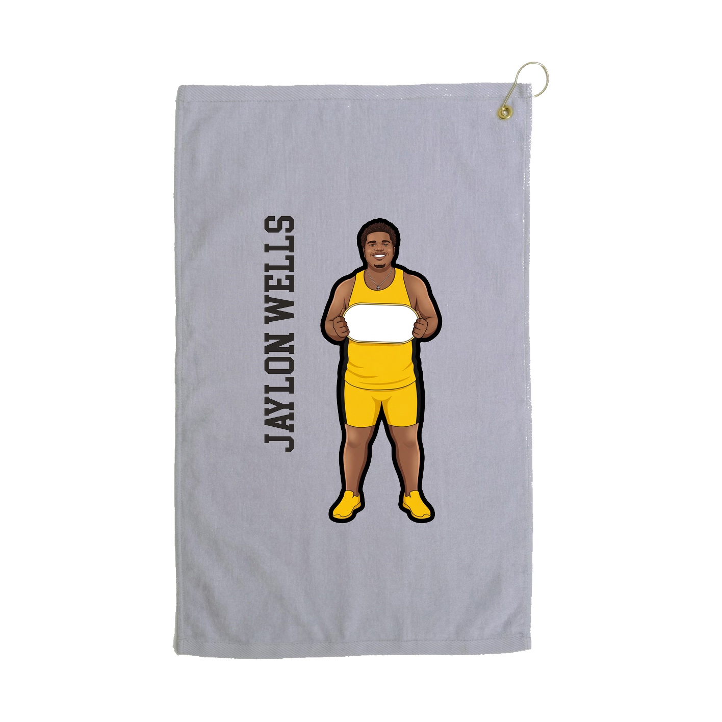 Golf Towel — Name Vertical in Grey