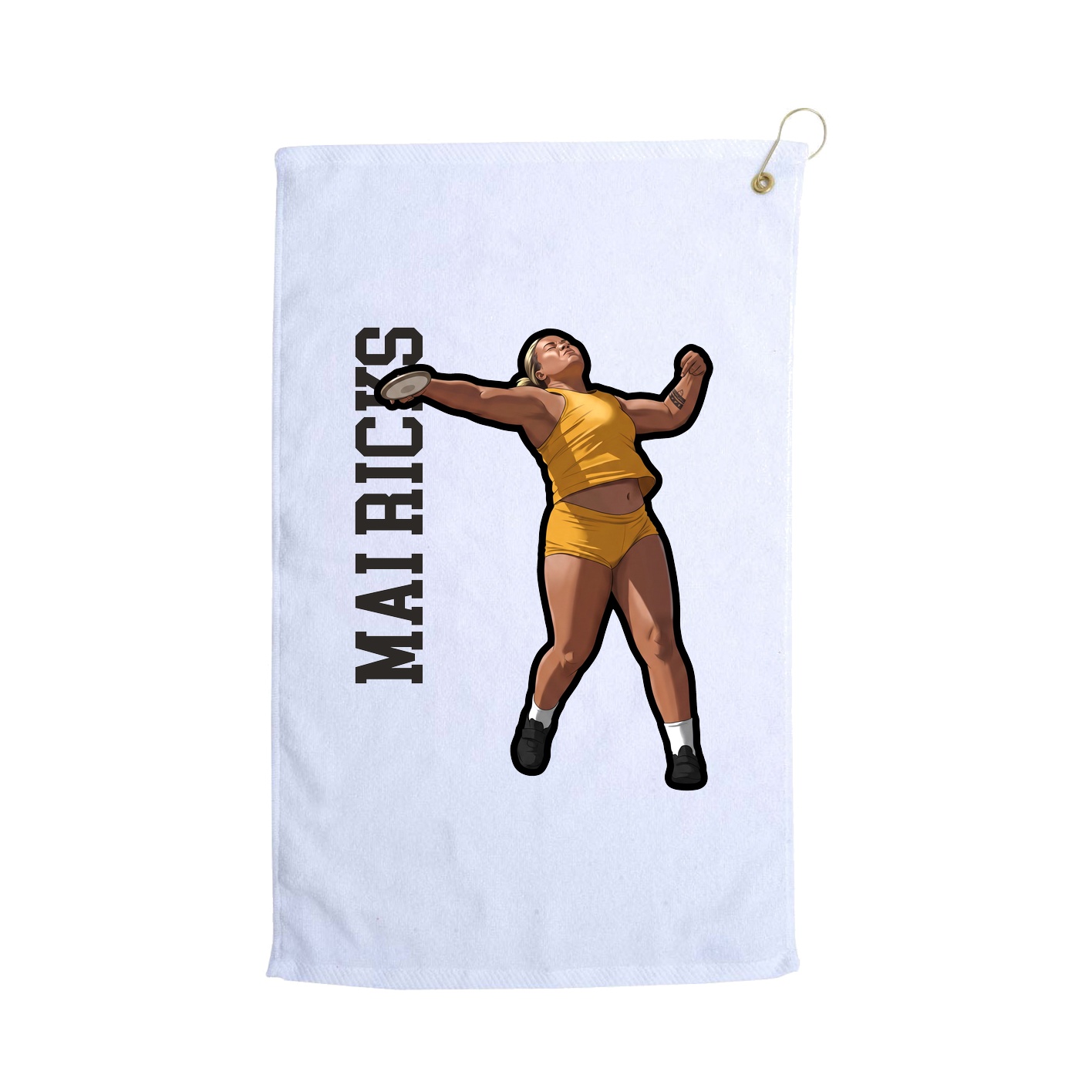 Golf Towel — Name Vertical in White