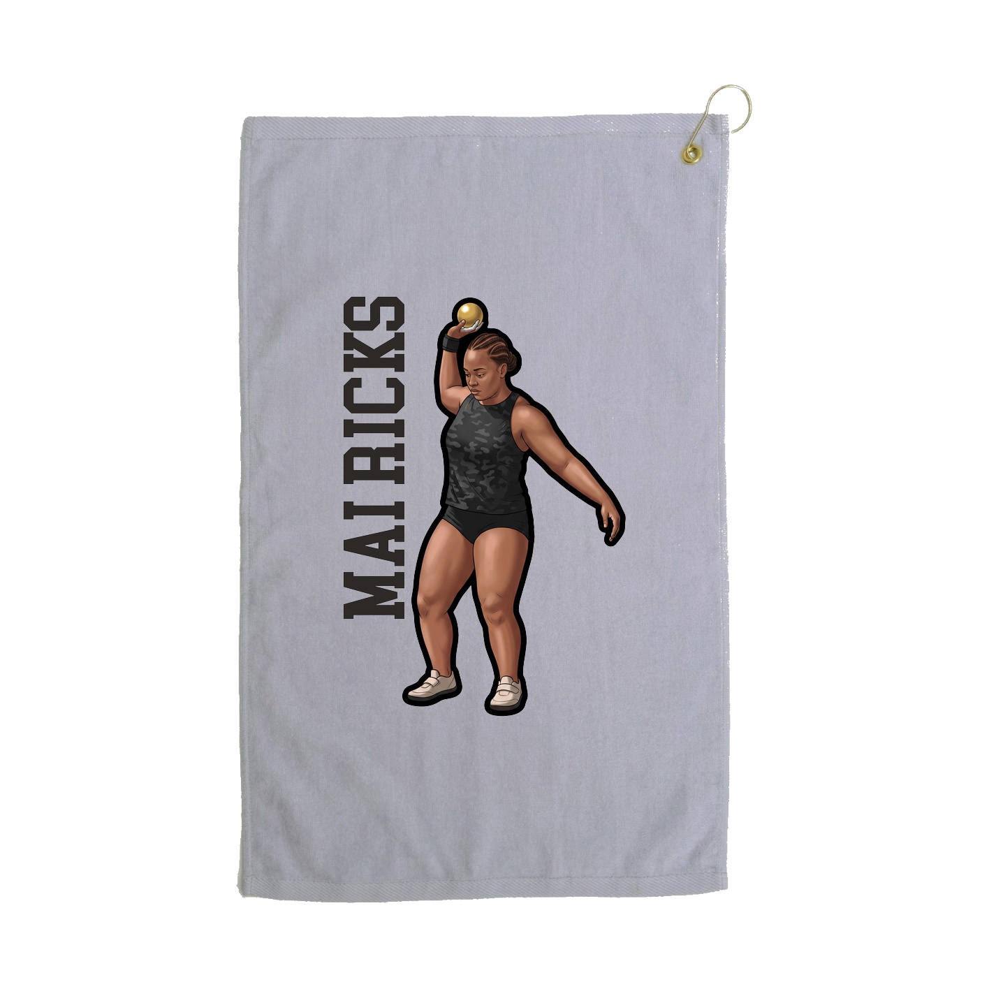 Golf Towel — Name Vertical in Grey