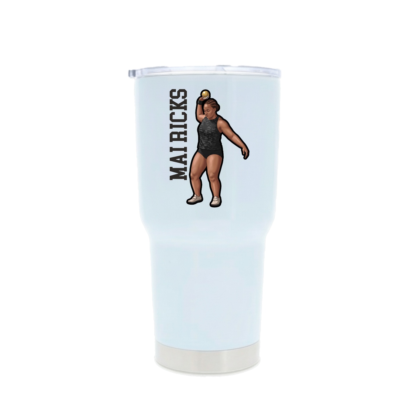 30oz Stainless Steel Tumbler — Name Vertical in White