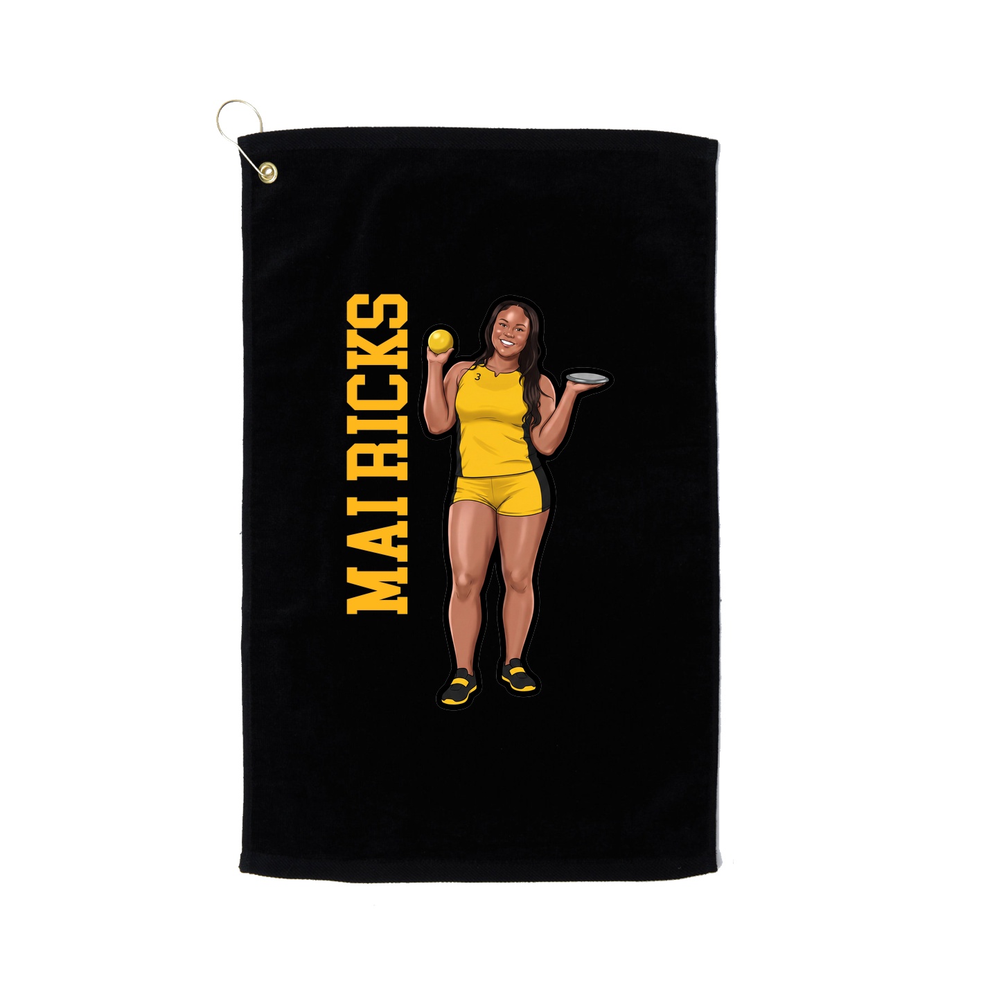 Golf Towel — Name Vertical in Black