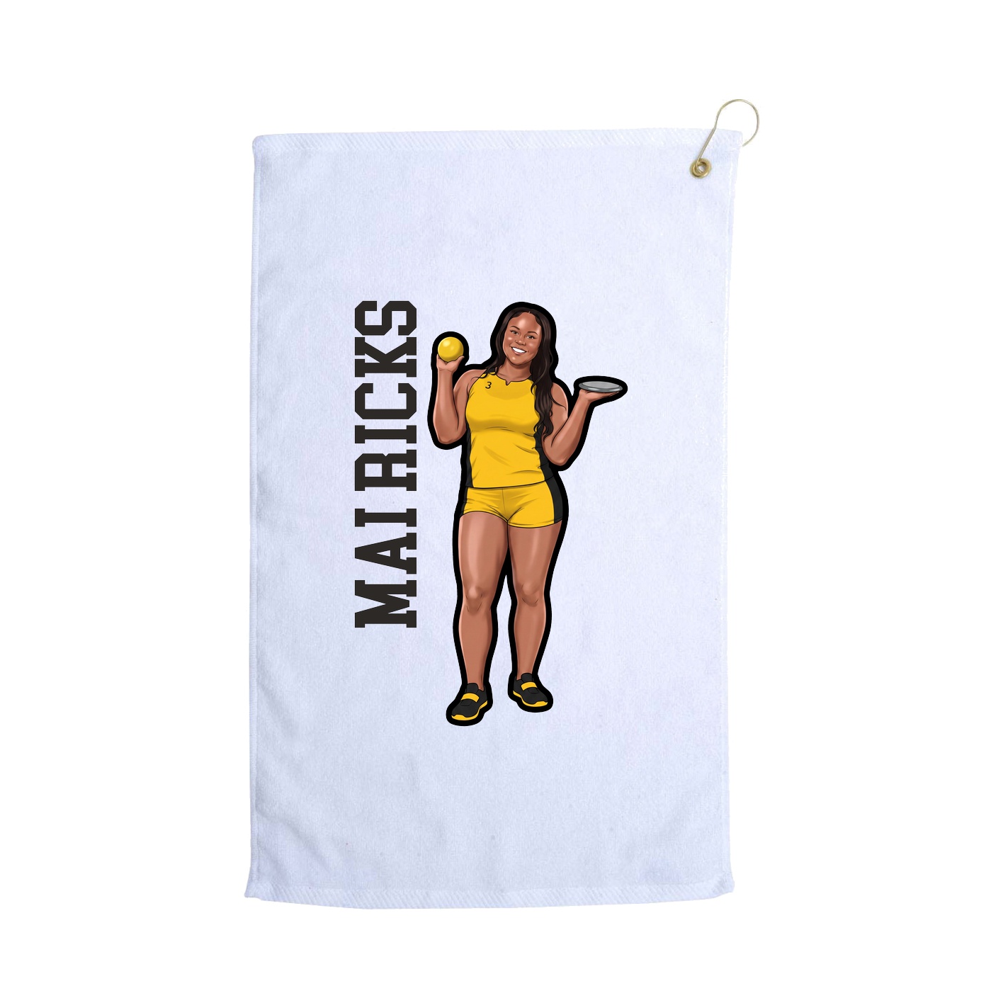 Golf Towel — Name Vertical in White