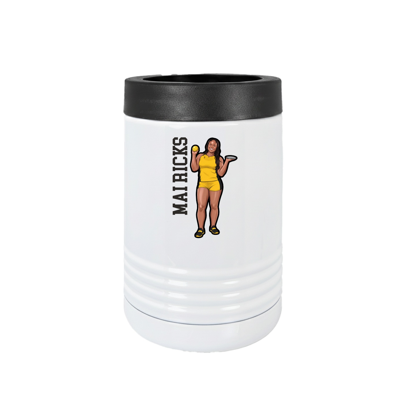 Beverage Holder — Name Vertical in White