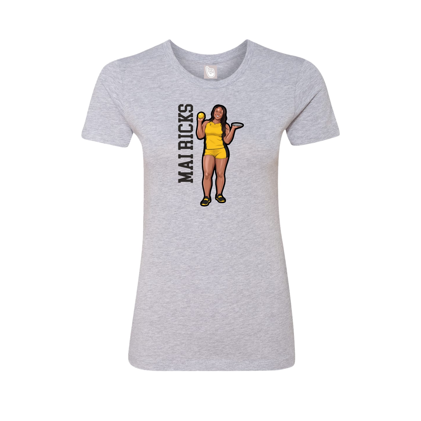 Womens Tee — Name Vertical in Grey