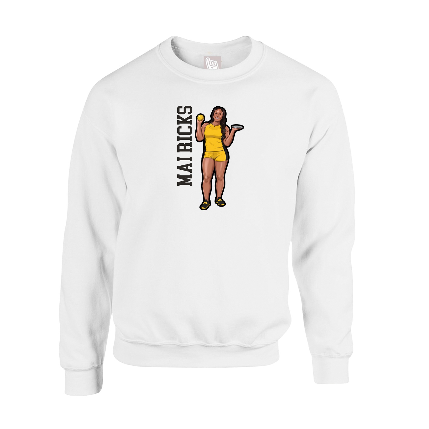 Fleece Crew — Name Vertical in White