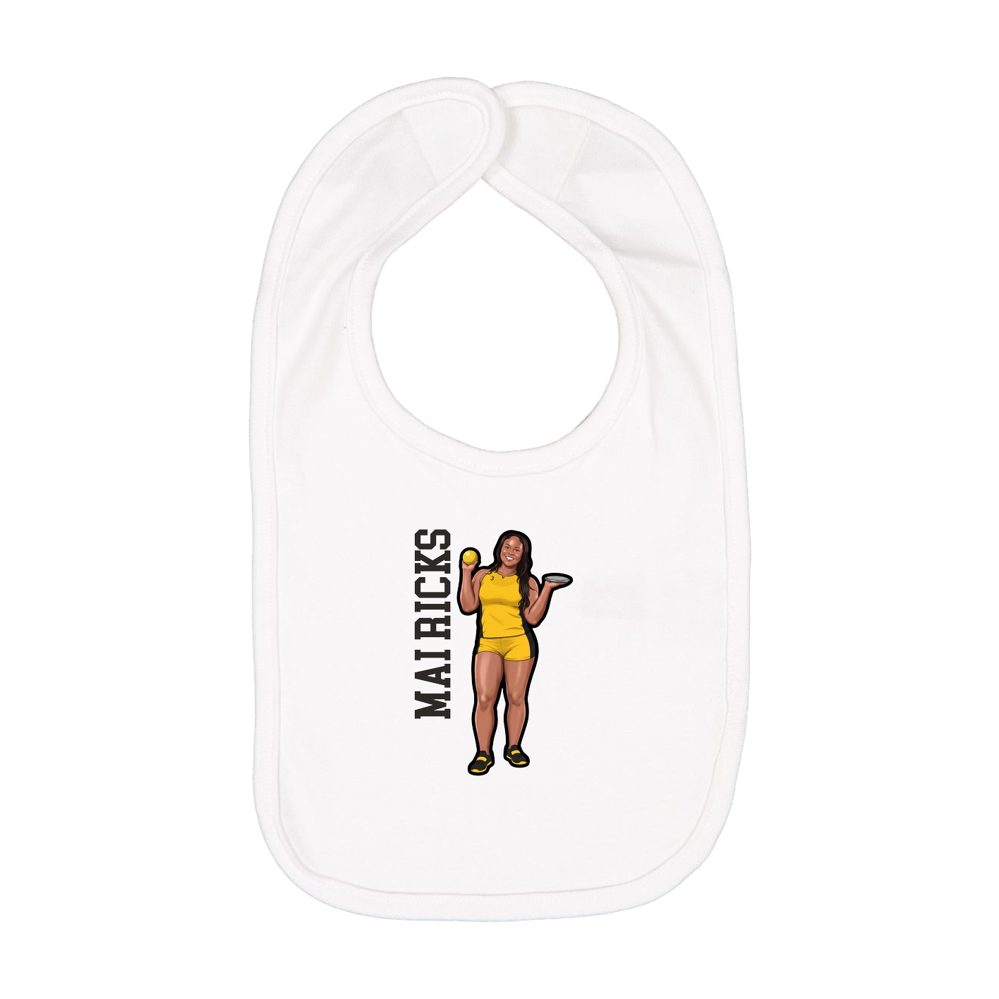 Infant Bib — Name Vertical in White