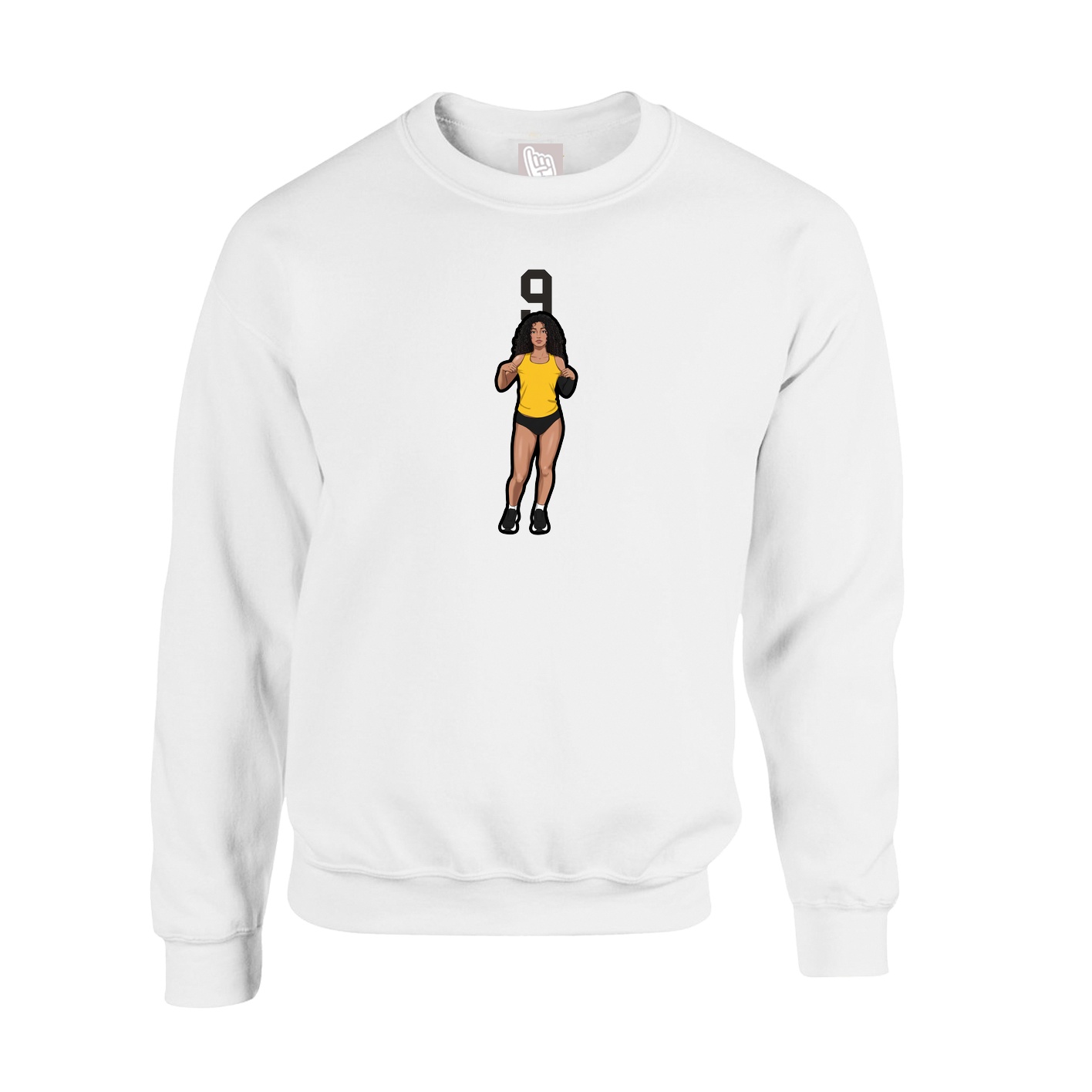 Fleece Crew — Number Top in White