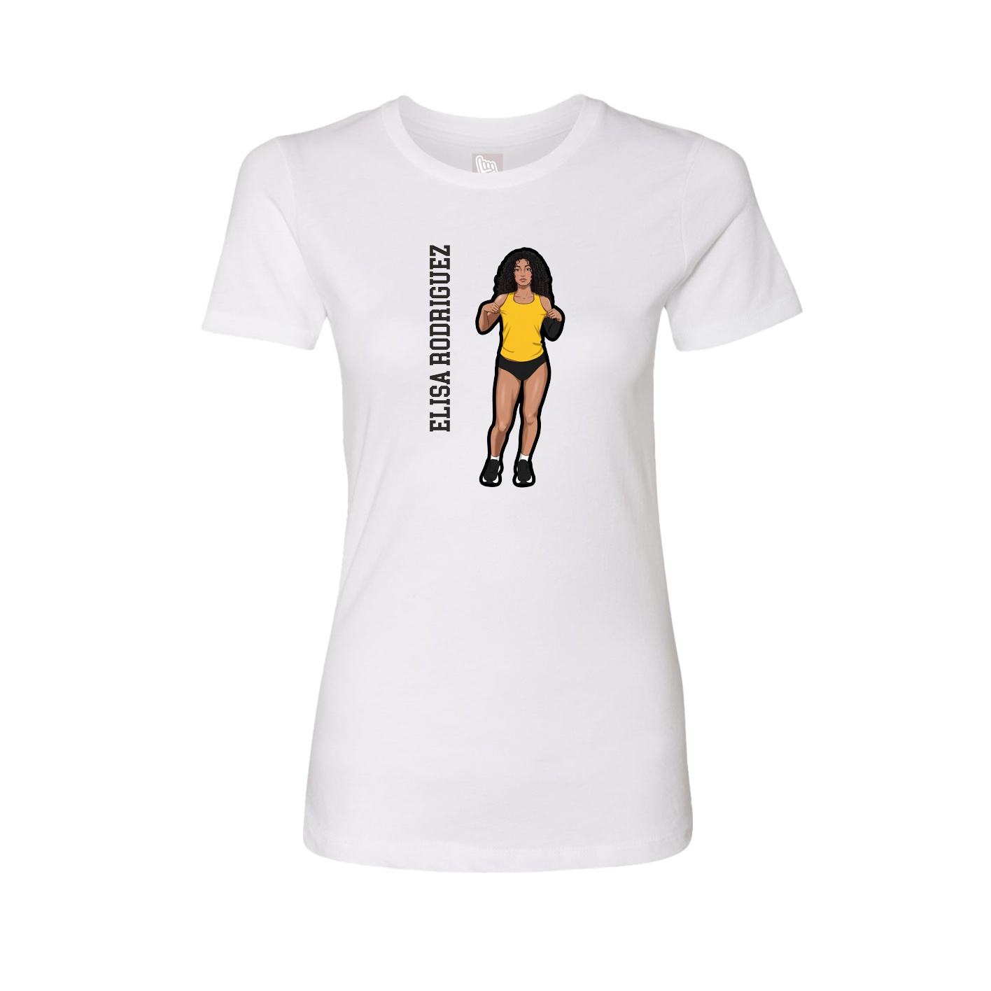 Fitted Women's Tee — Name Vertical in White
