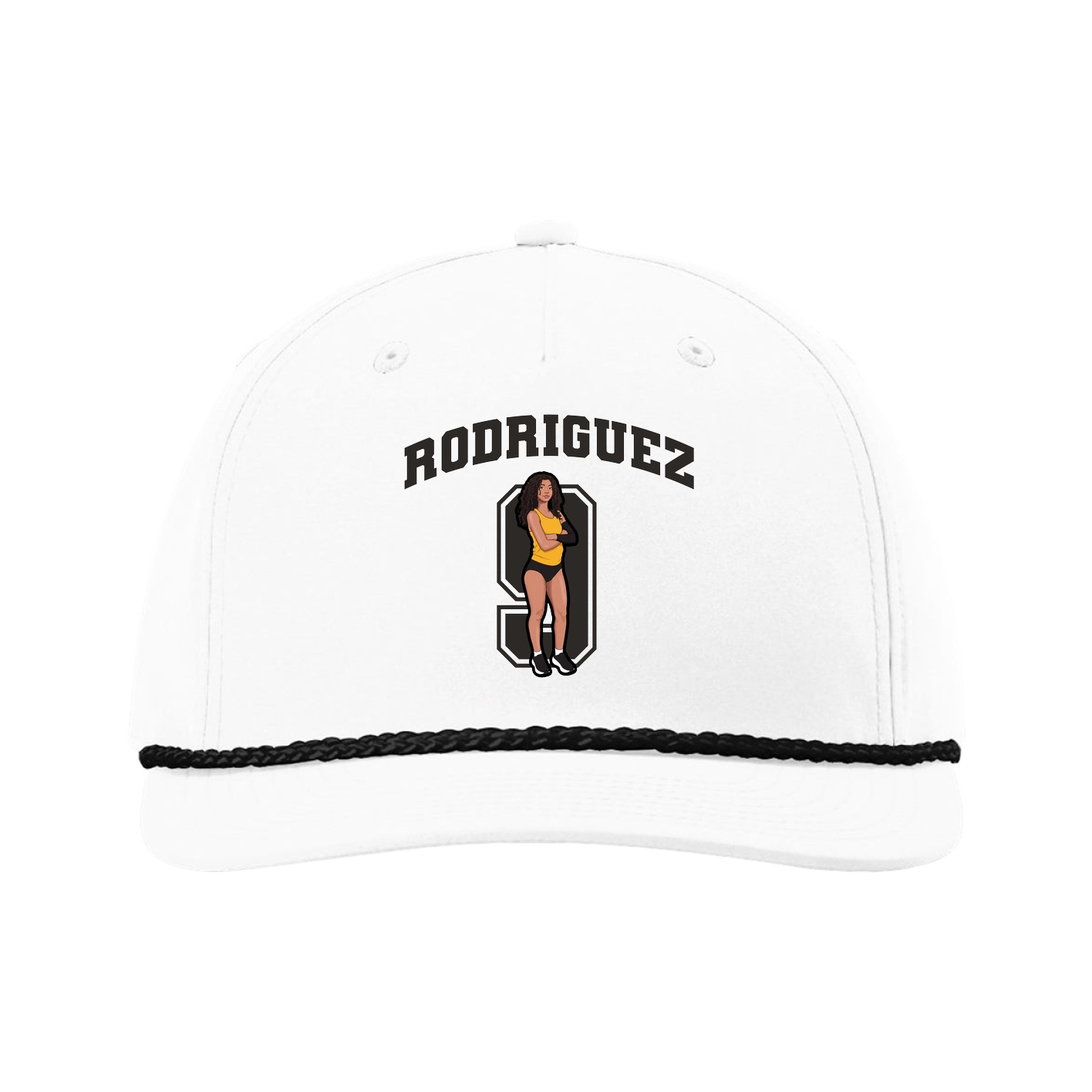 Five-Panel Classic Rope Cap — Number in White