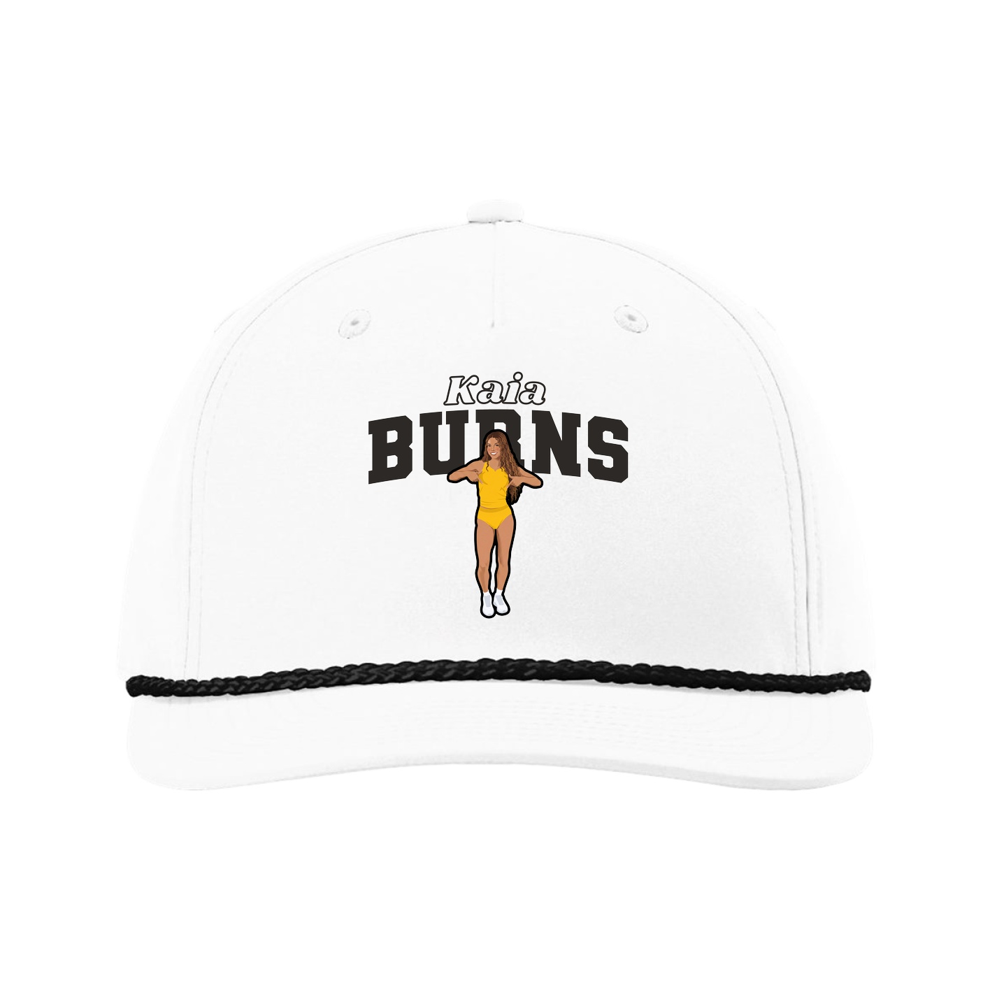 Five-Panel Classic Rope Cap — Name Arch in White