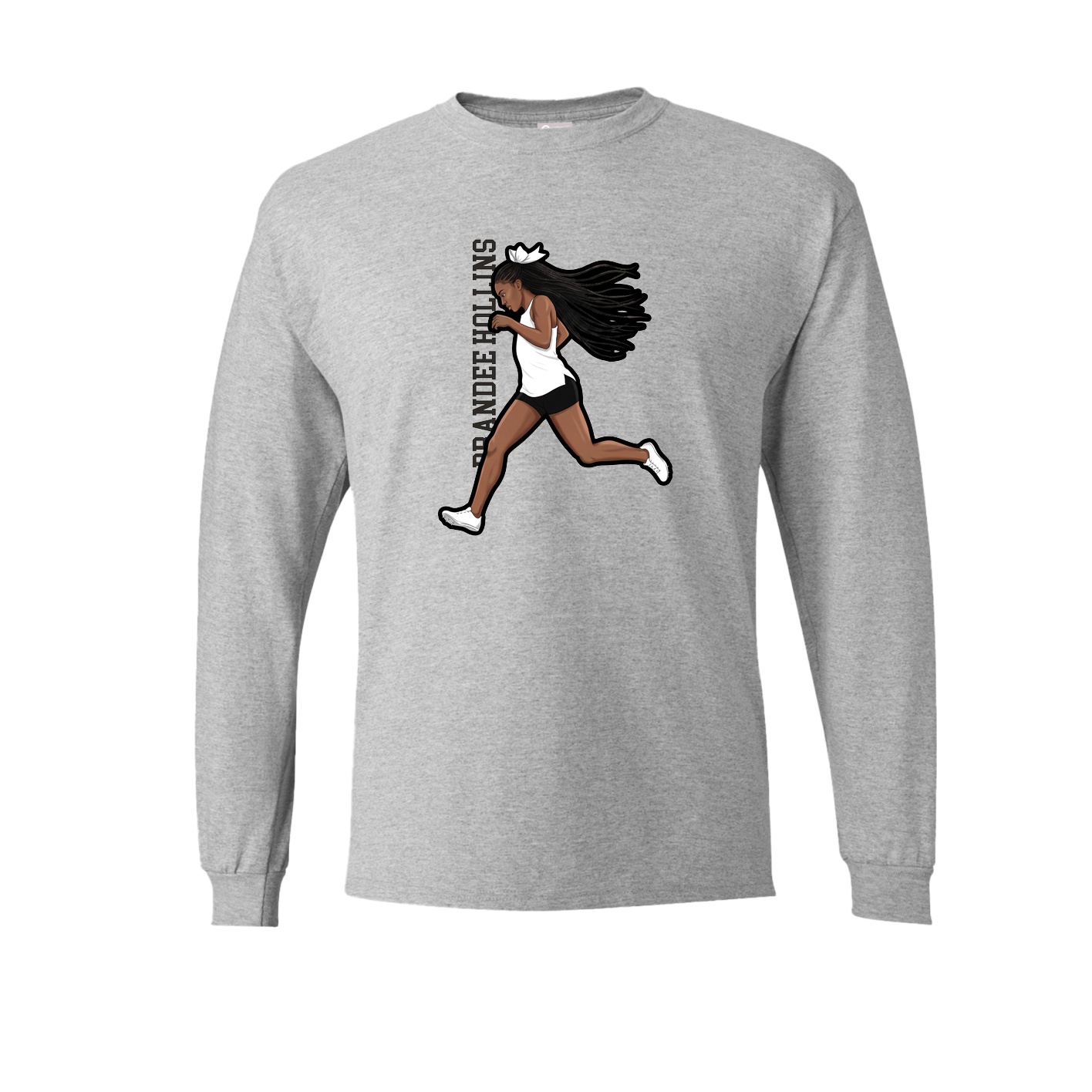 Long Sleeve Tee — Name Vertical in Grey