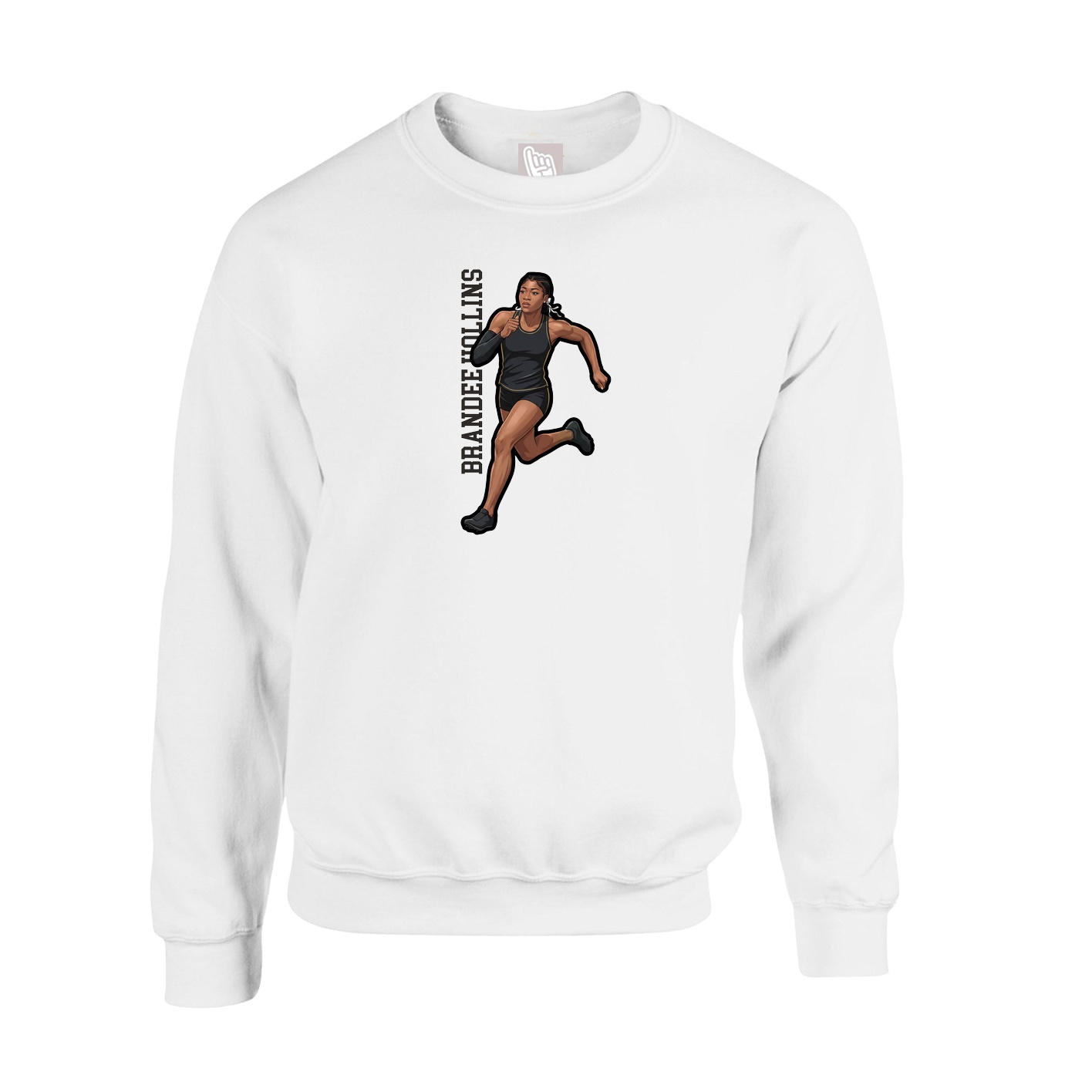 Fleece Crew — Name Vertical in White