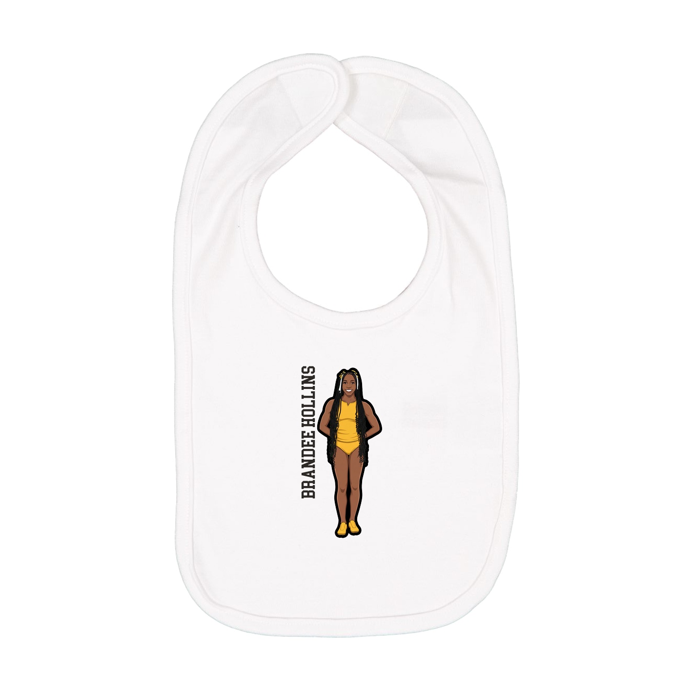 Infant Bib — Name Vertical in White
