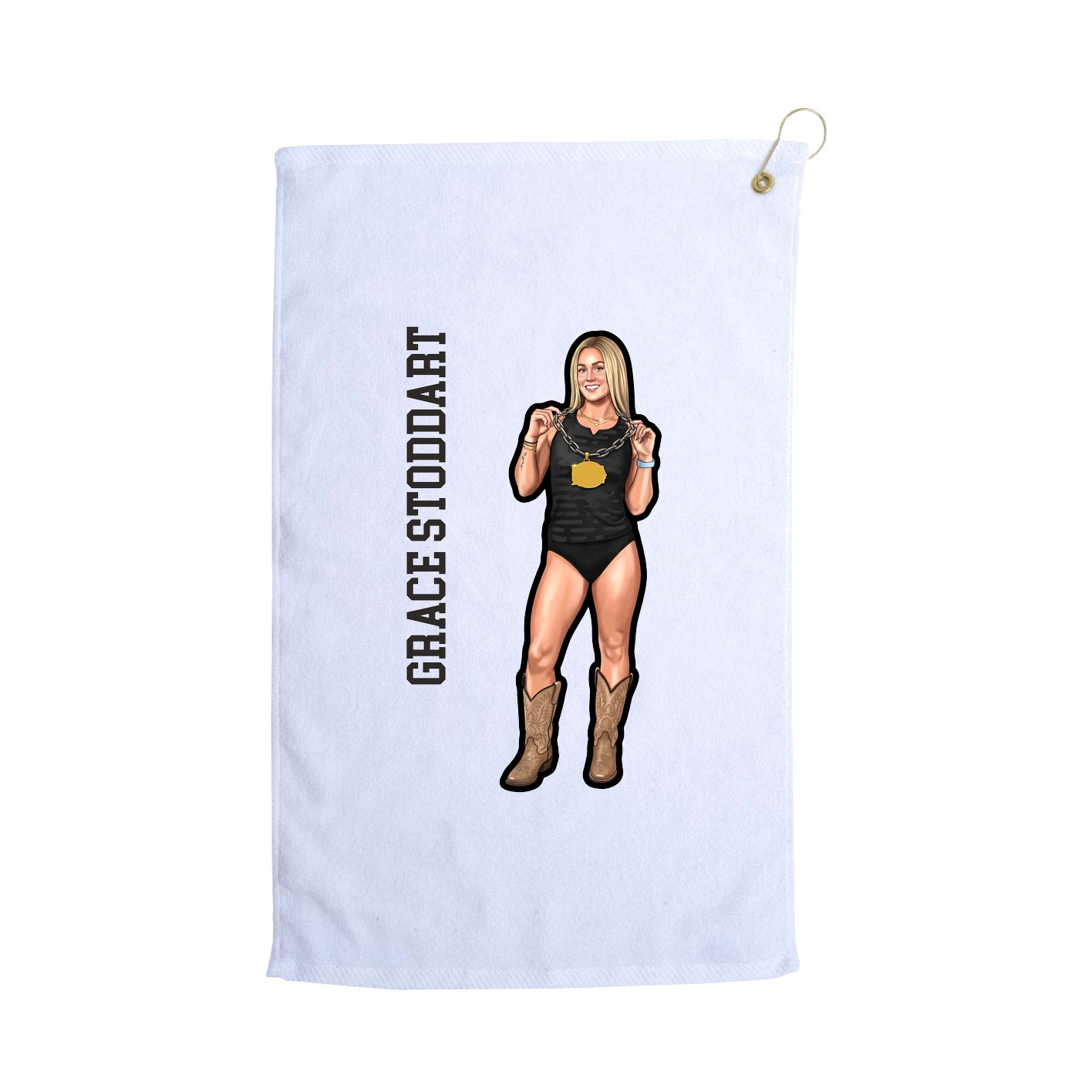 Golf Towel — Name Vertical in White