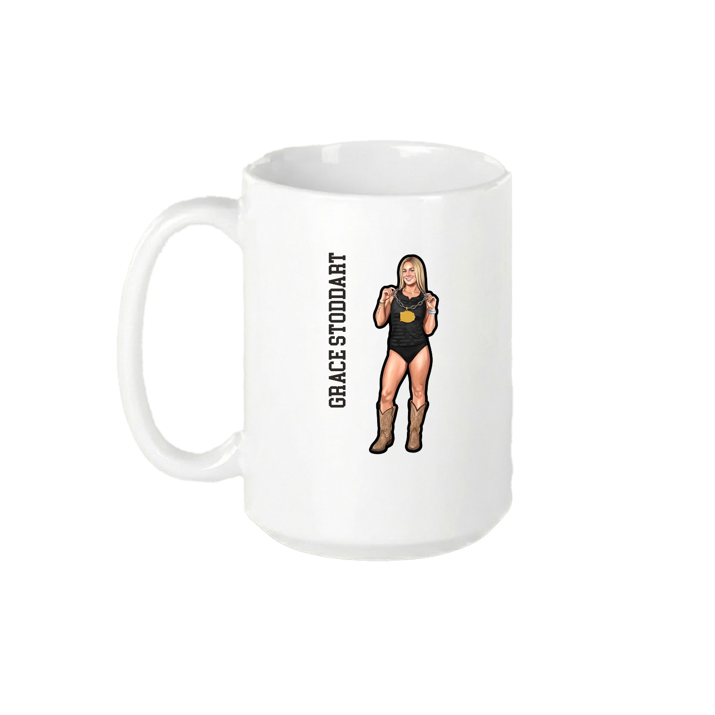 15oz Coffee Mug — Name Vertical in White