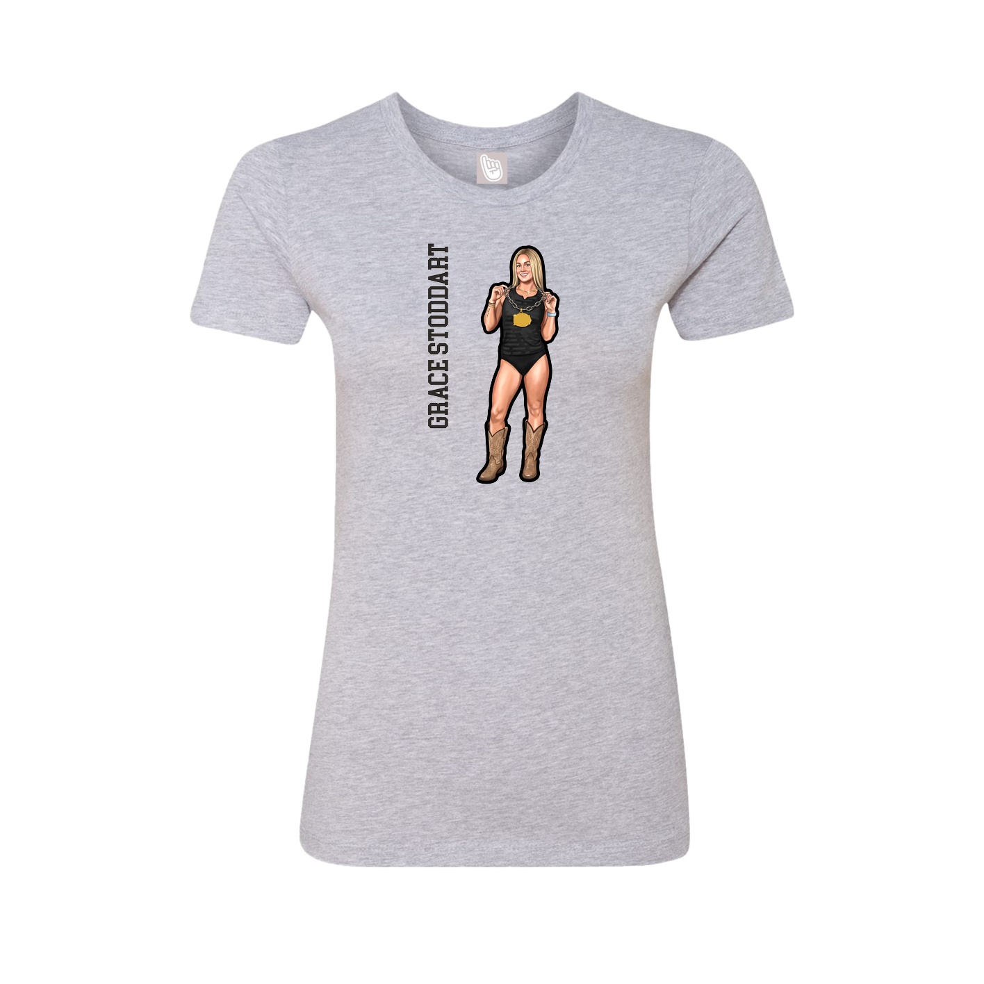 Womens Tee — Name Vertical in Grey