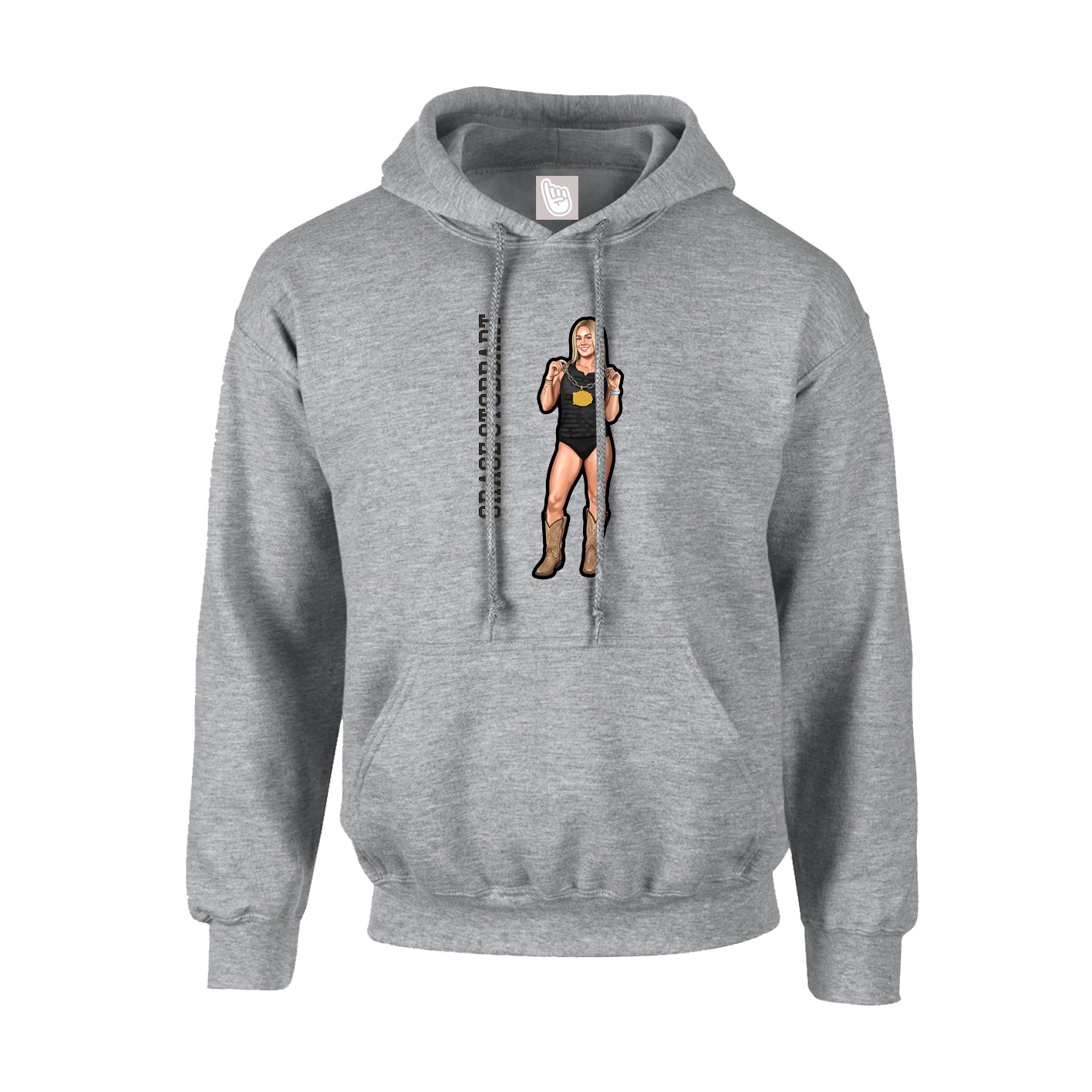 Youth Hoodie — Name Vertical in Grey