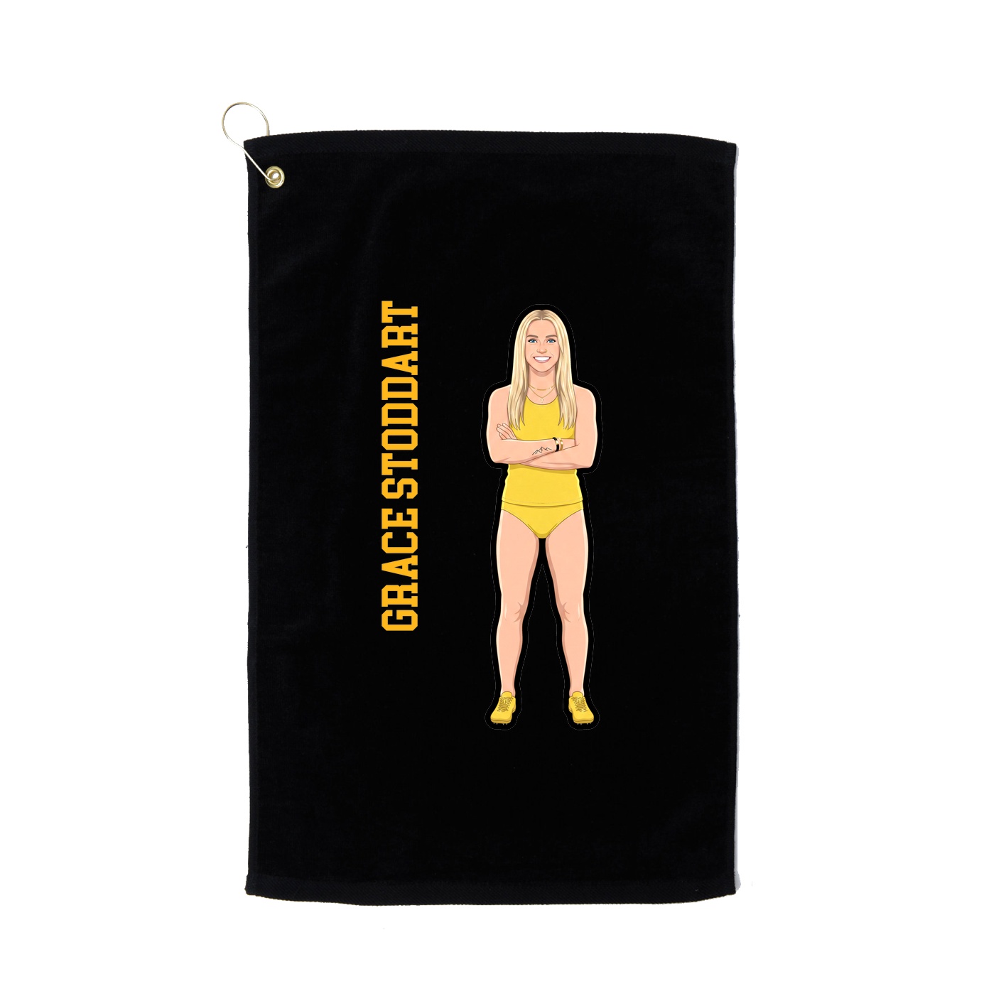 Golf Towel — Name Vertical in Black