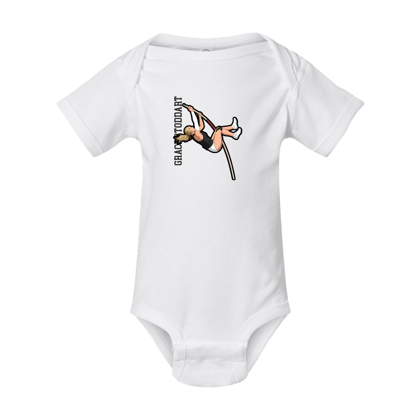Baby Onesie — Name Vertical in White